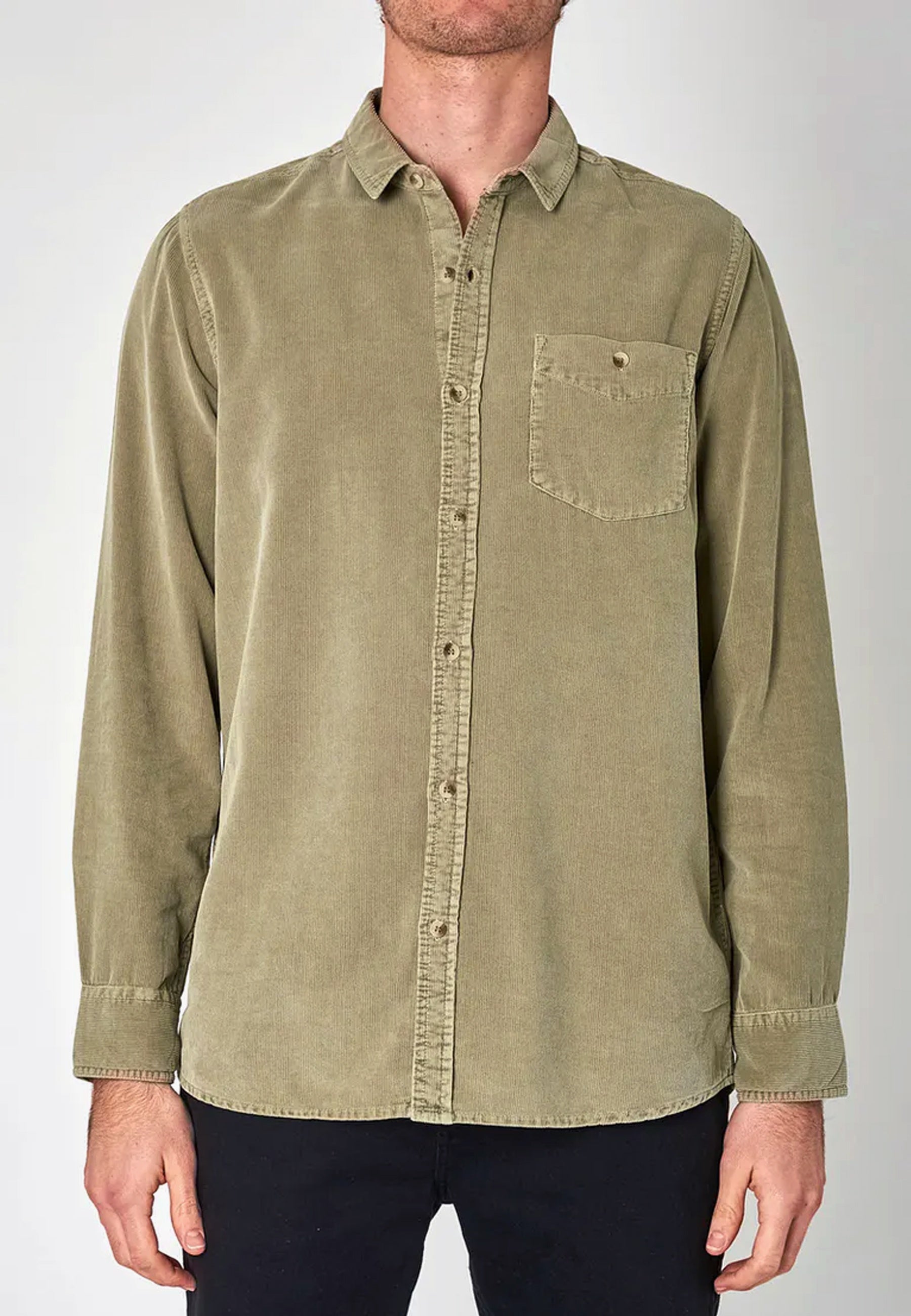Men At Work Cord Shirt - sage green