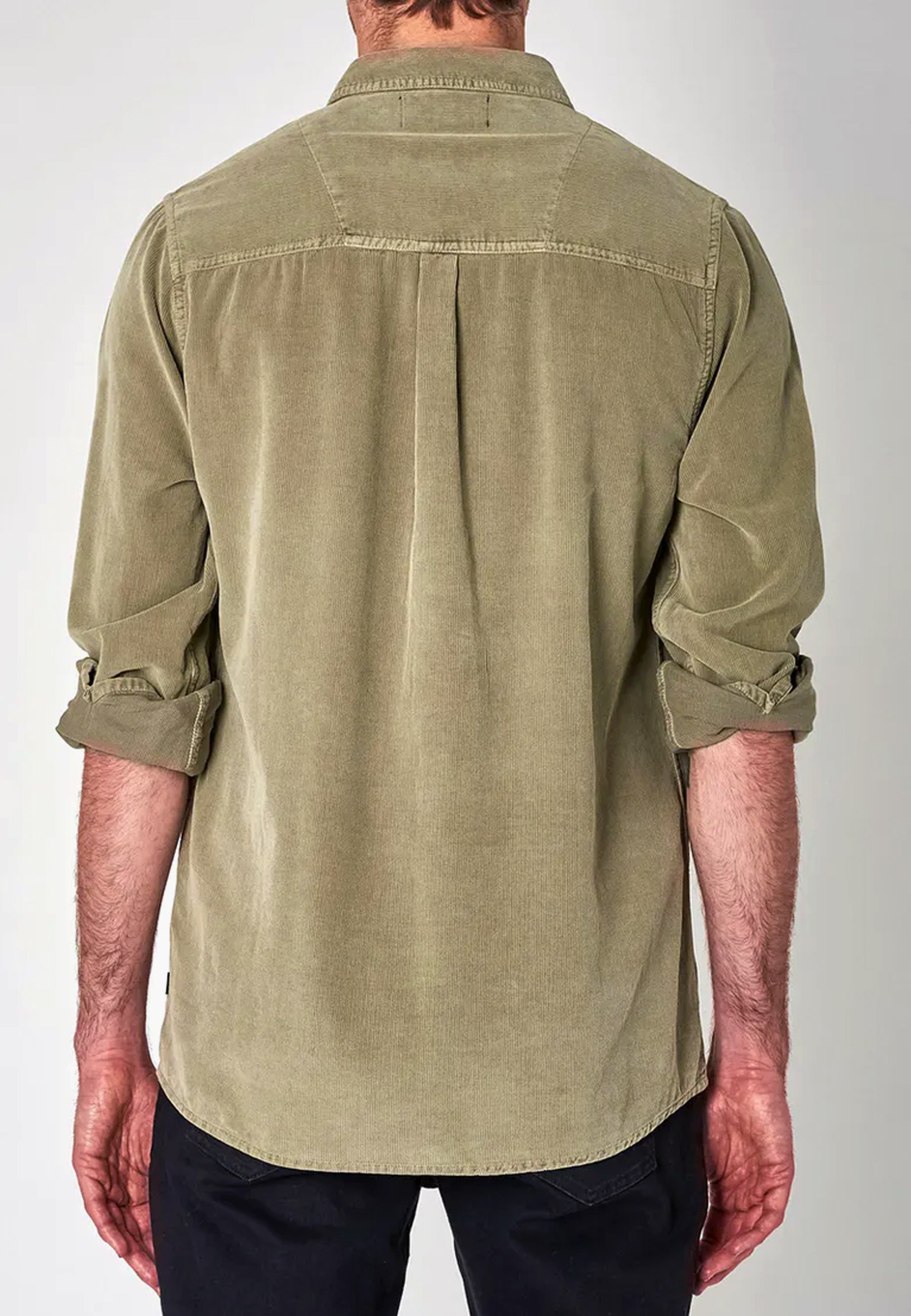 Men At Work Cord Shirt - sage green