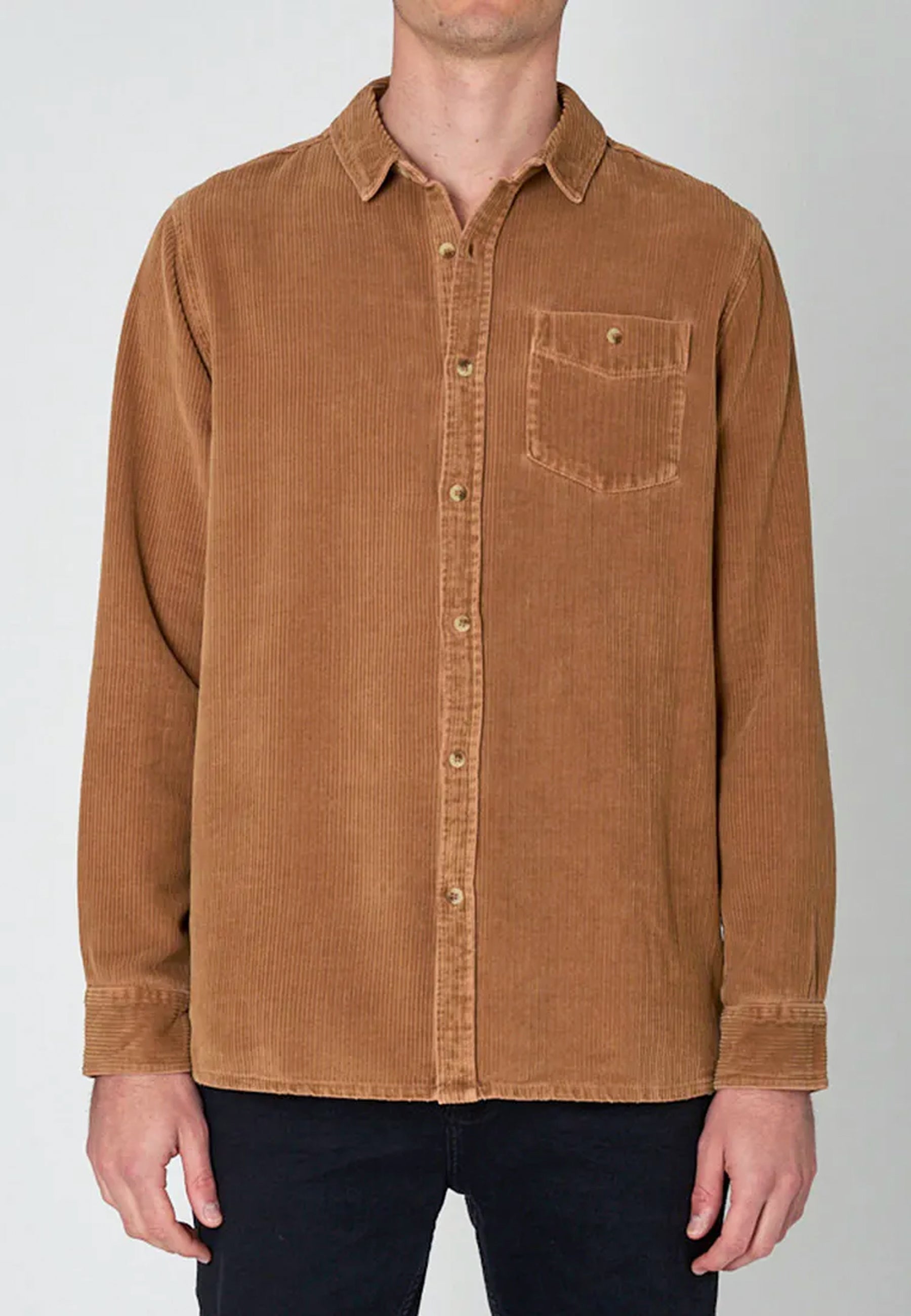 Men At Work Fat Cord Shirt - tobacco