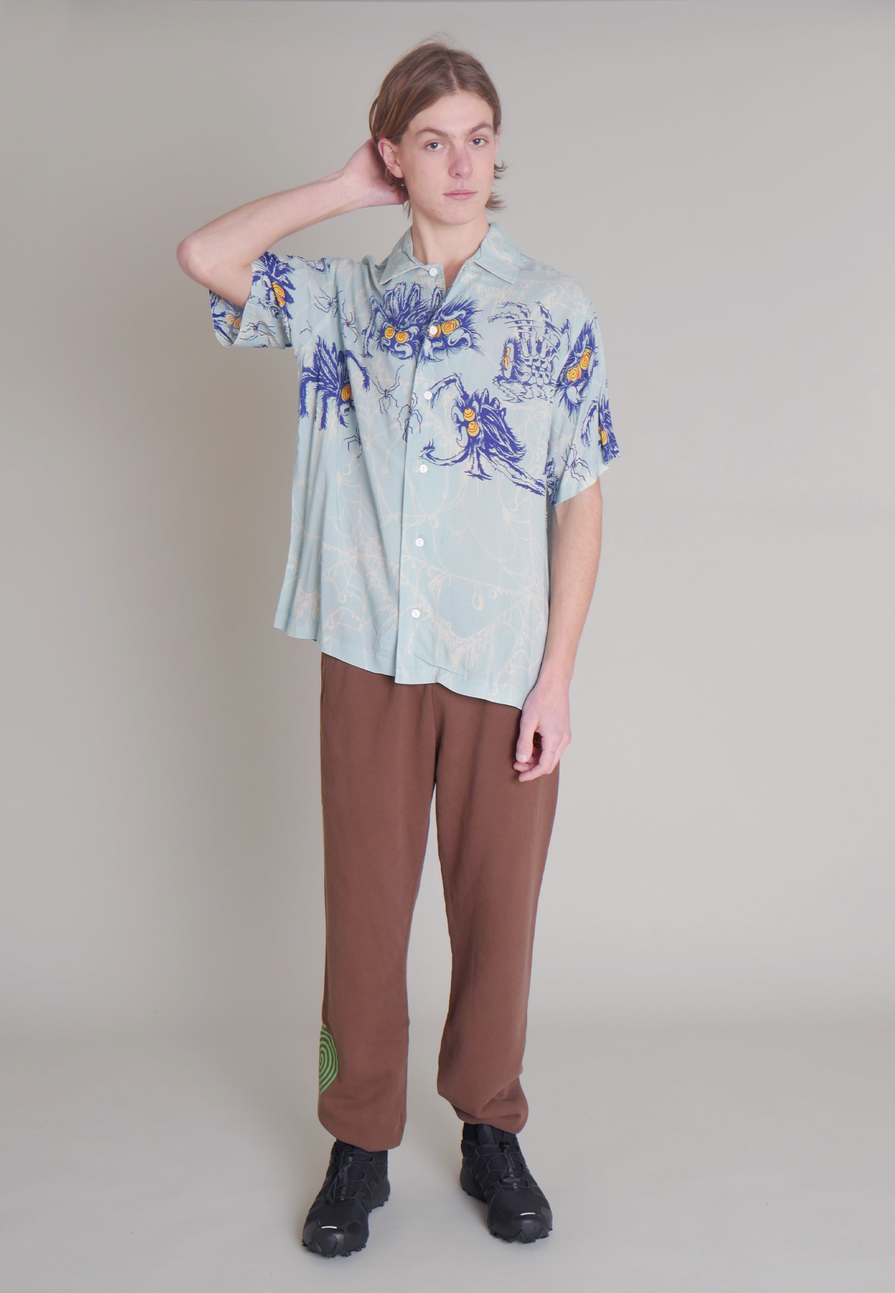 Horfee Spiders Rayon Shirt - light blue