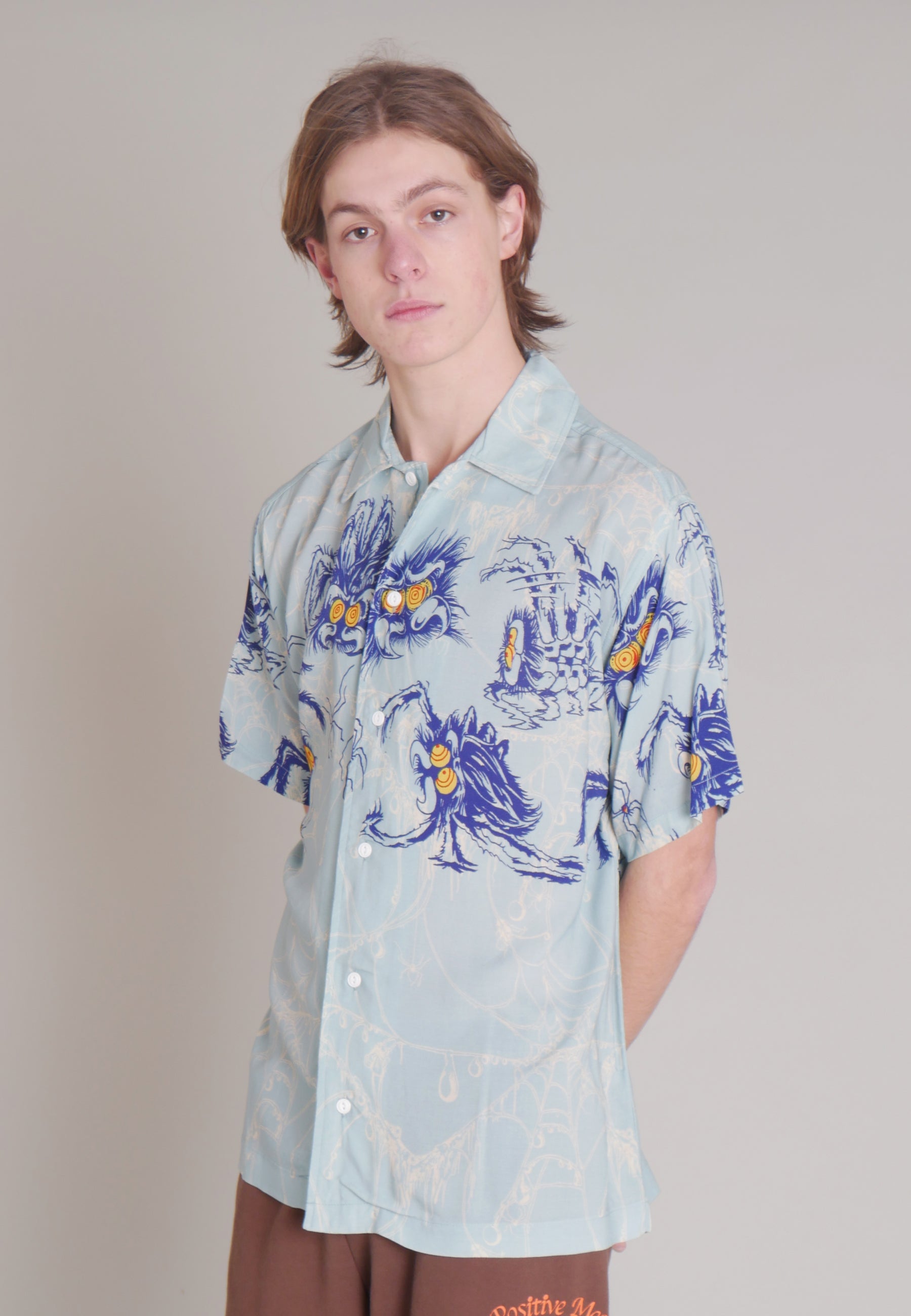 Horfee Spiders Rayon Shirt - light blue