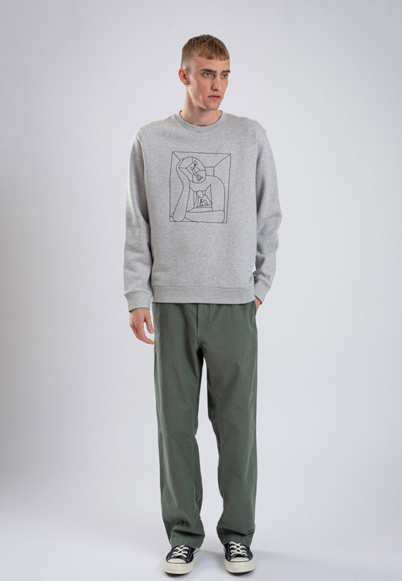 GM x NP Vagn Boredom Logo Crew - light grey melange