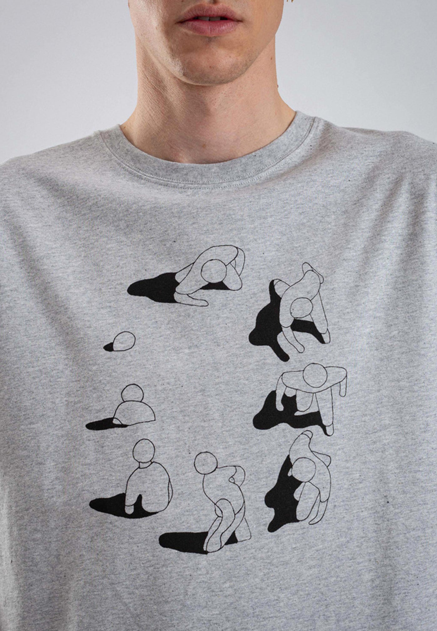 GM x NP Niels Circle Logo T-Shirt - light grey melange - Good As Gold, image size:1400x2022