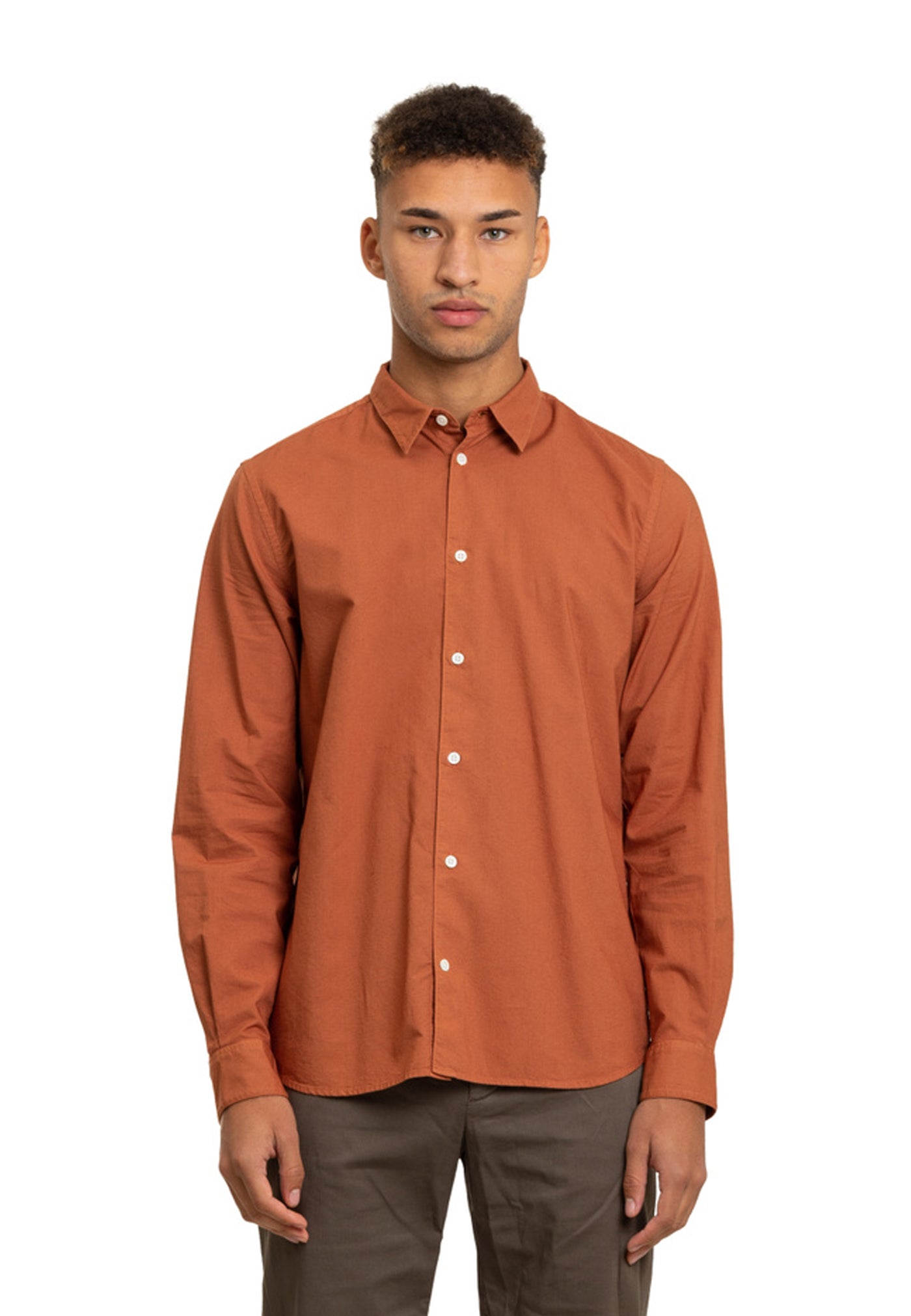 Hans Cotton Linen GMD Shirt - burnt ocher