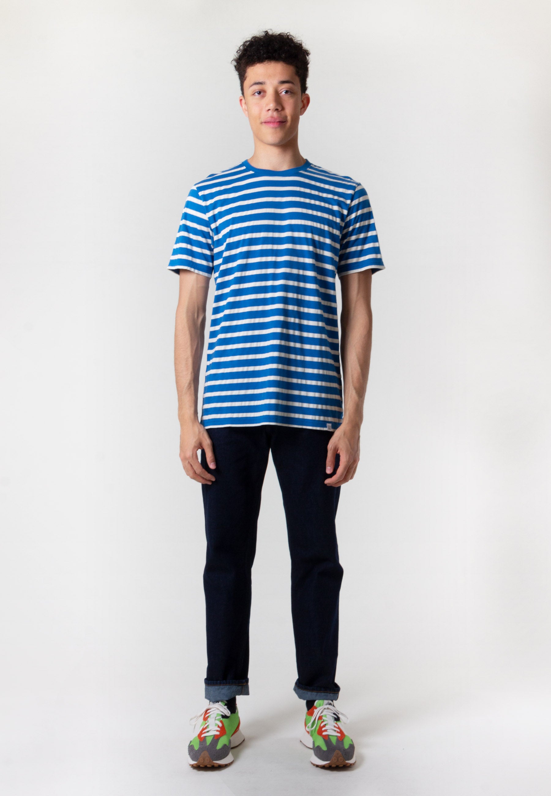 Niels Pique Stripe T-Shirt - himmel blue