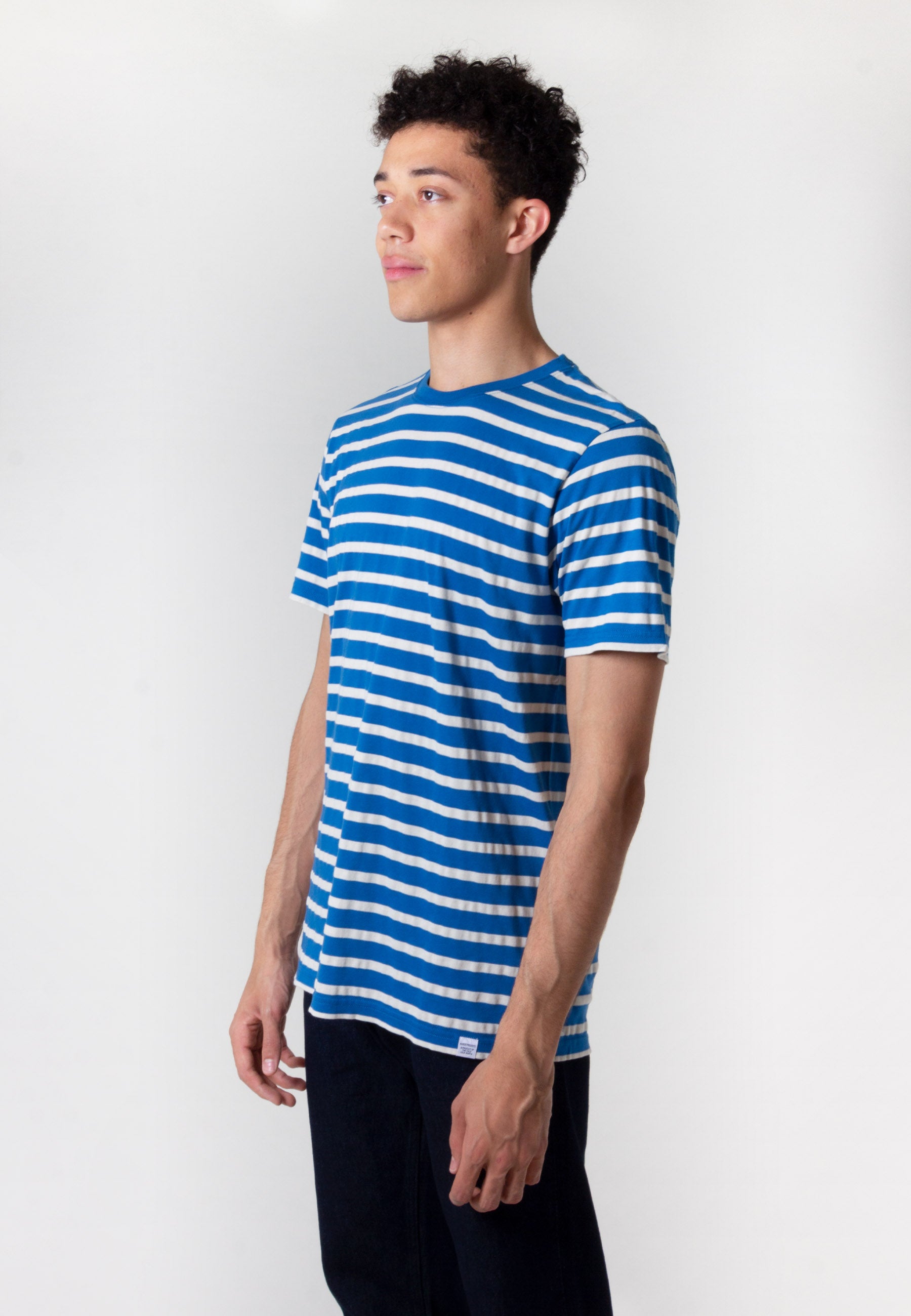 Niels Pique Stripe T-Shirt - himmel blue