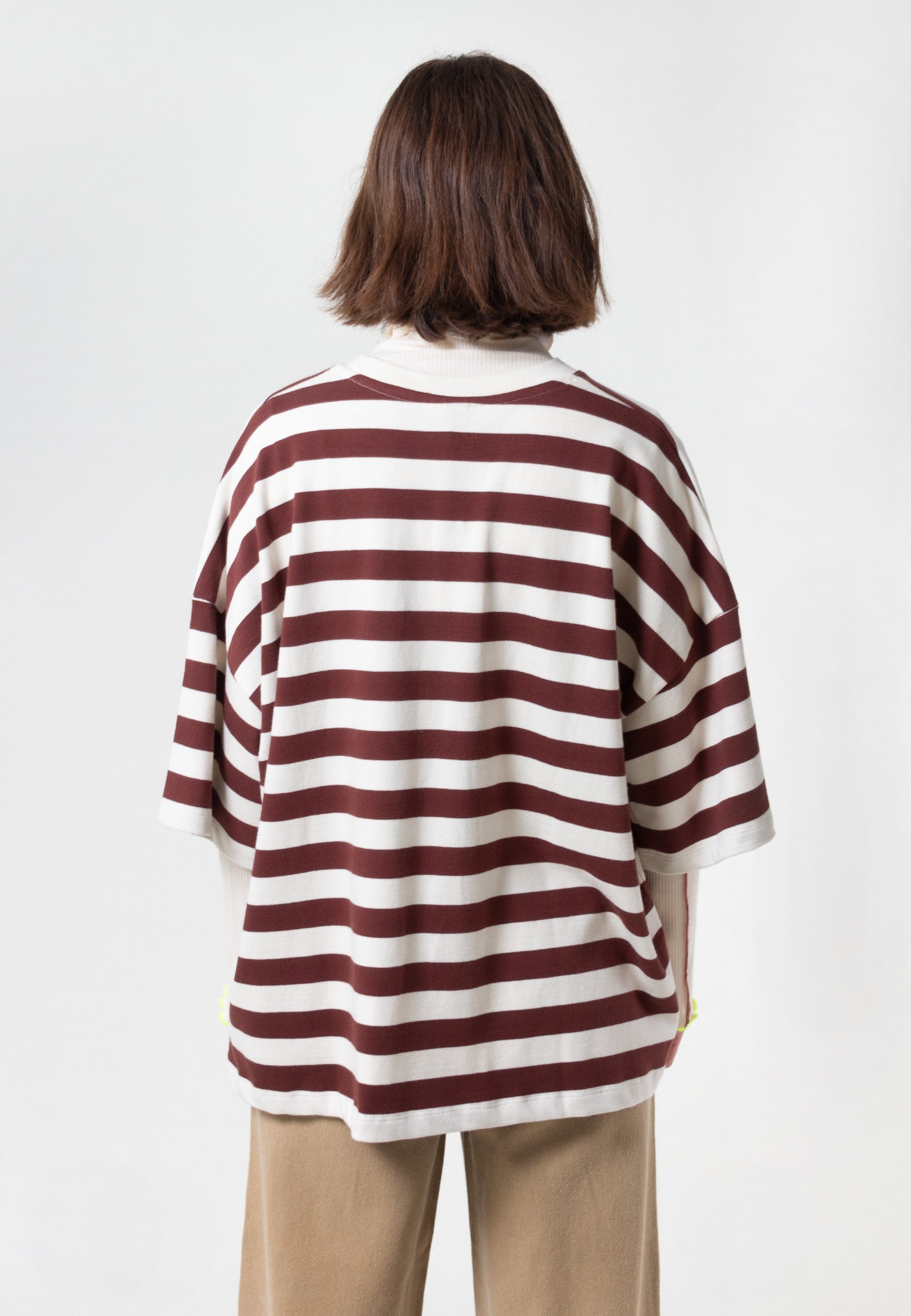 Building Block Oversized Boxy T-Shirt - mahogany stripe