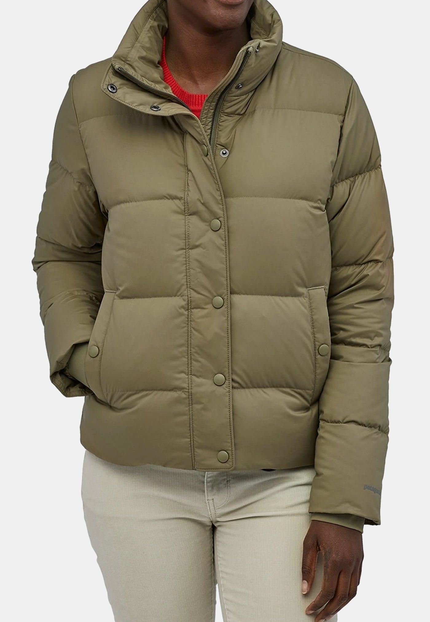 Womens Silent Down Jacket - sage khaki