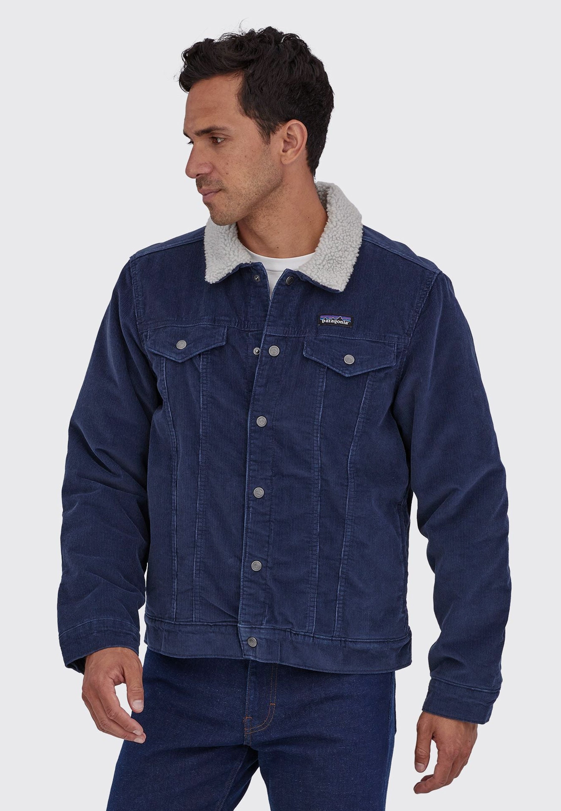 Pile Lined Trucker Jacket - new navy