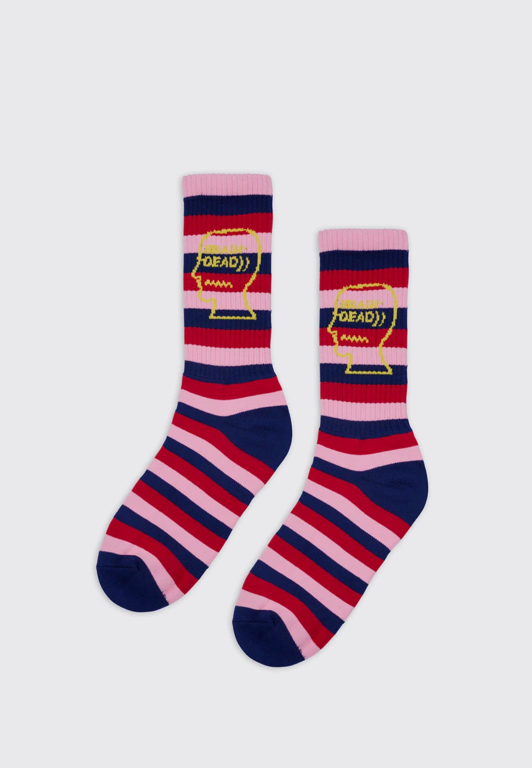 Striped Logo Head Socks - Navy