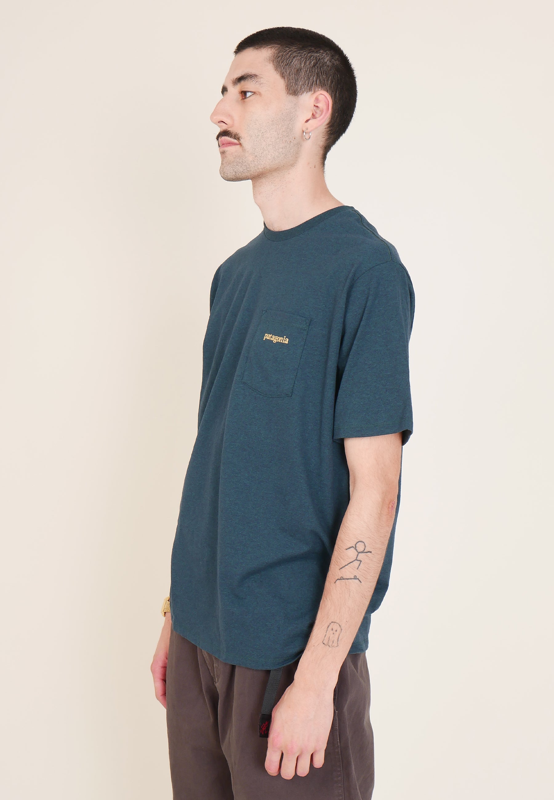 Line Logo Ridge Pocket Responsibili - Tee - dark borealis green