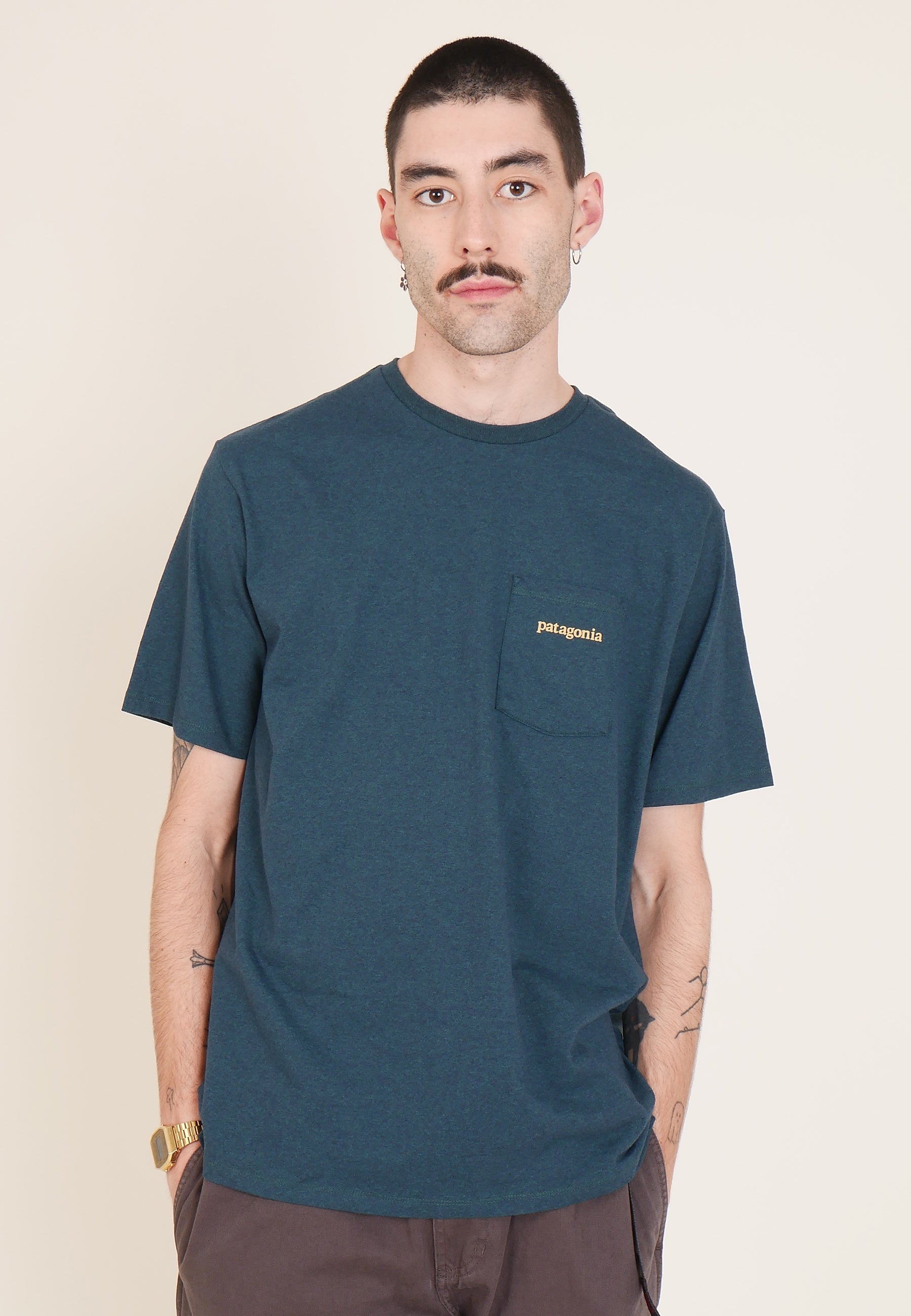 Line Logo Ridge Pocket Responsibili - Tee - dark borealis green