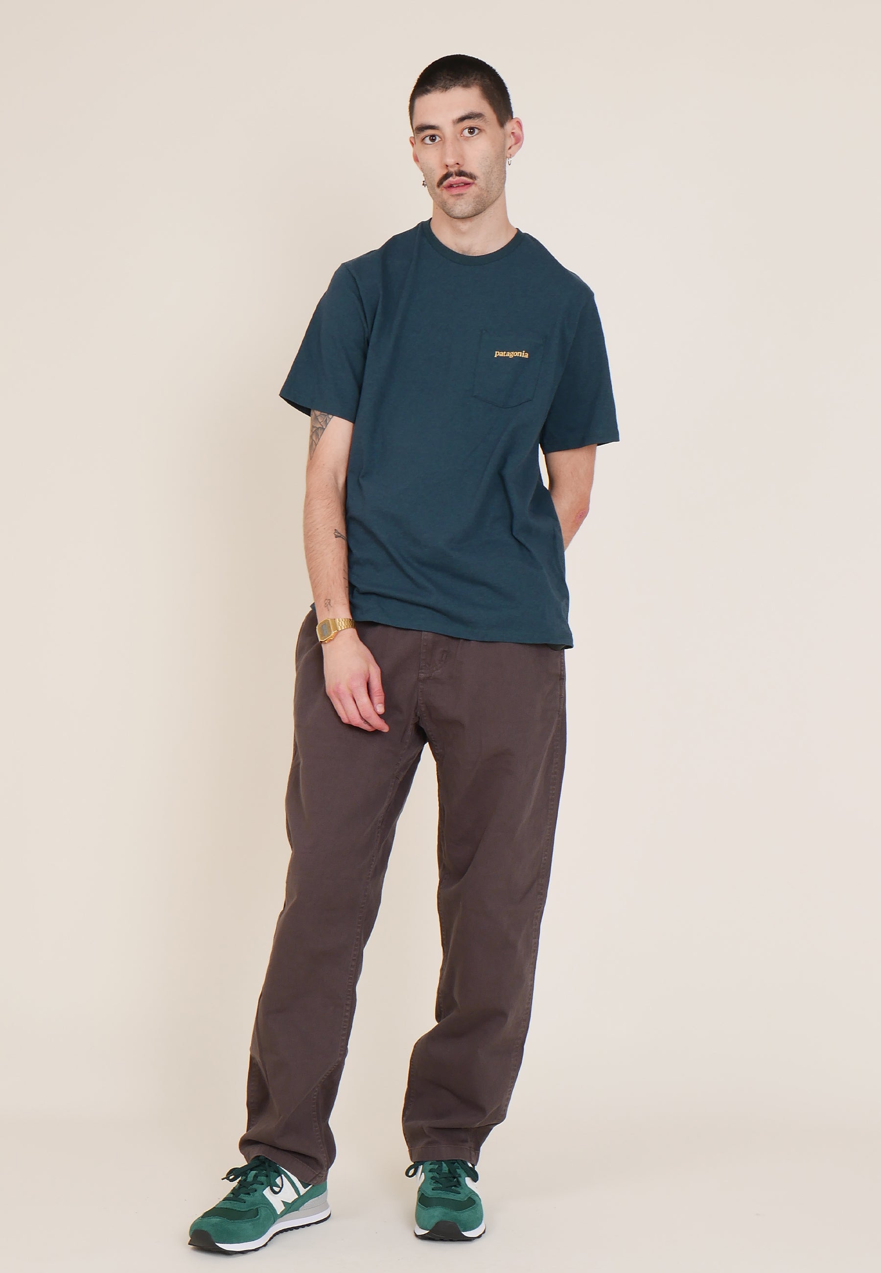Line Logo Ridge Pocket Responsibili - Tee - dark borealis green
