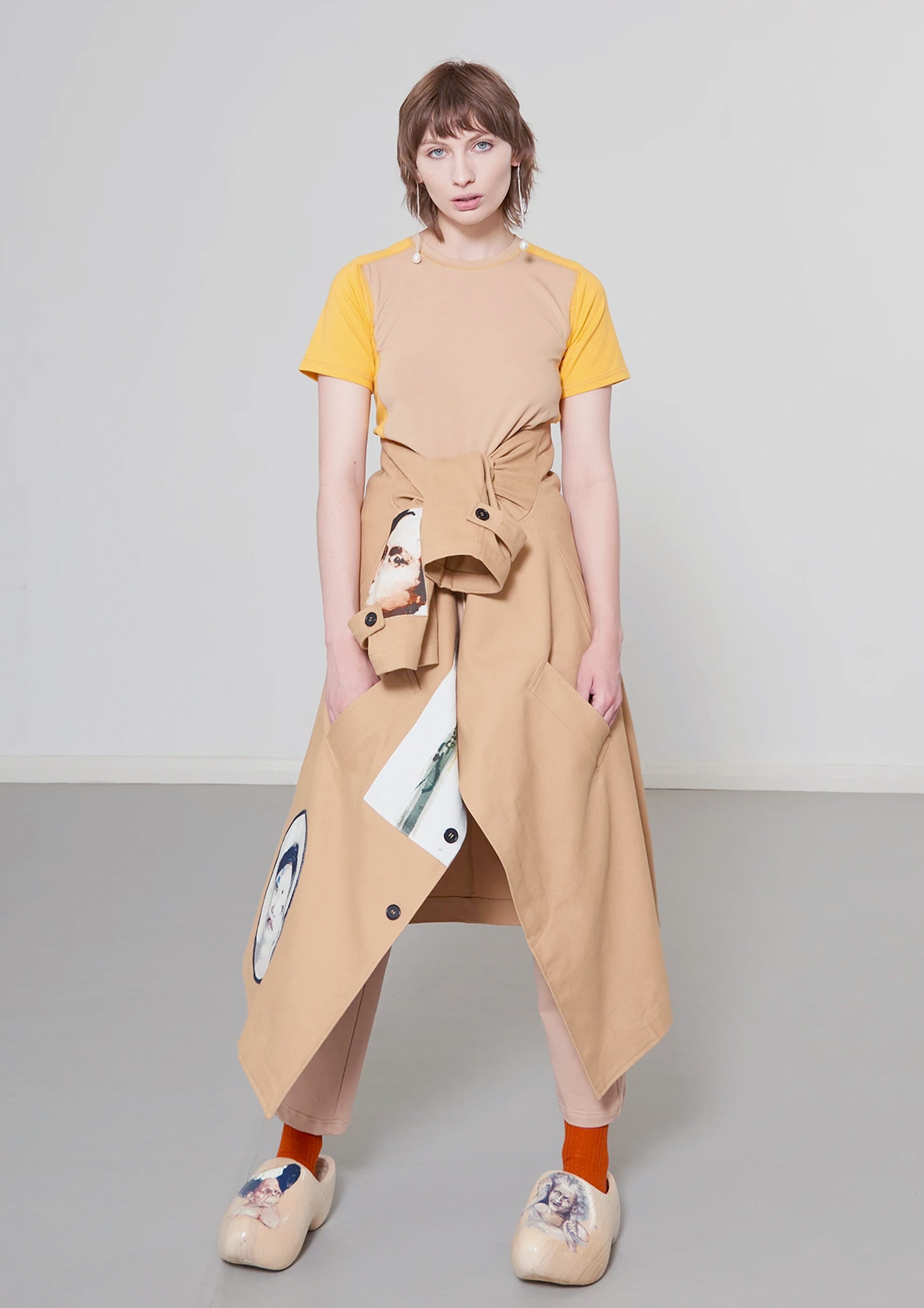 Contrast T-Shirt - beige/yellow
