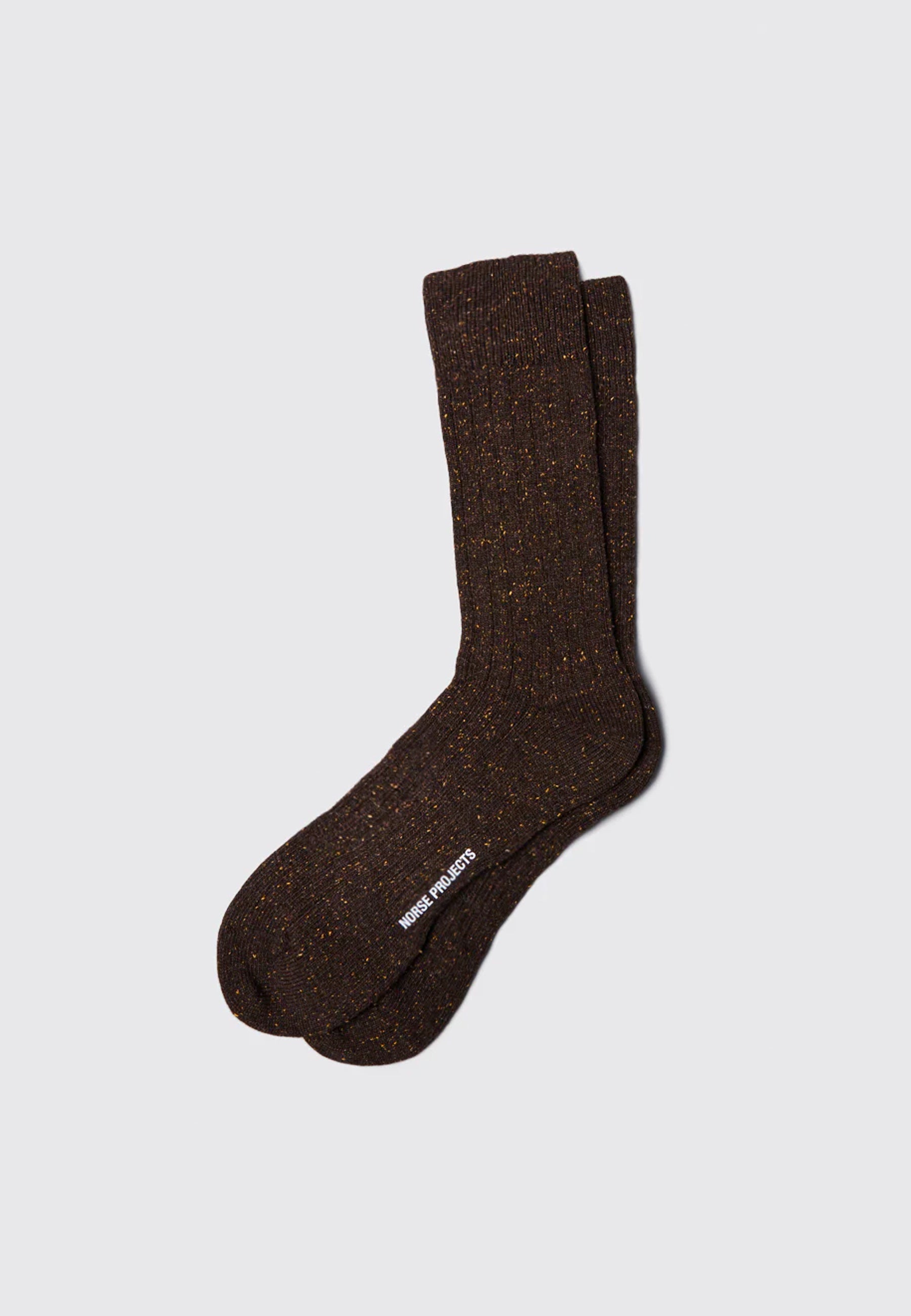 Bjarki Neps Wool Rib Socks - Espresso