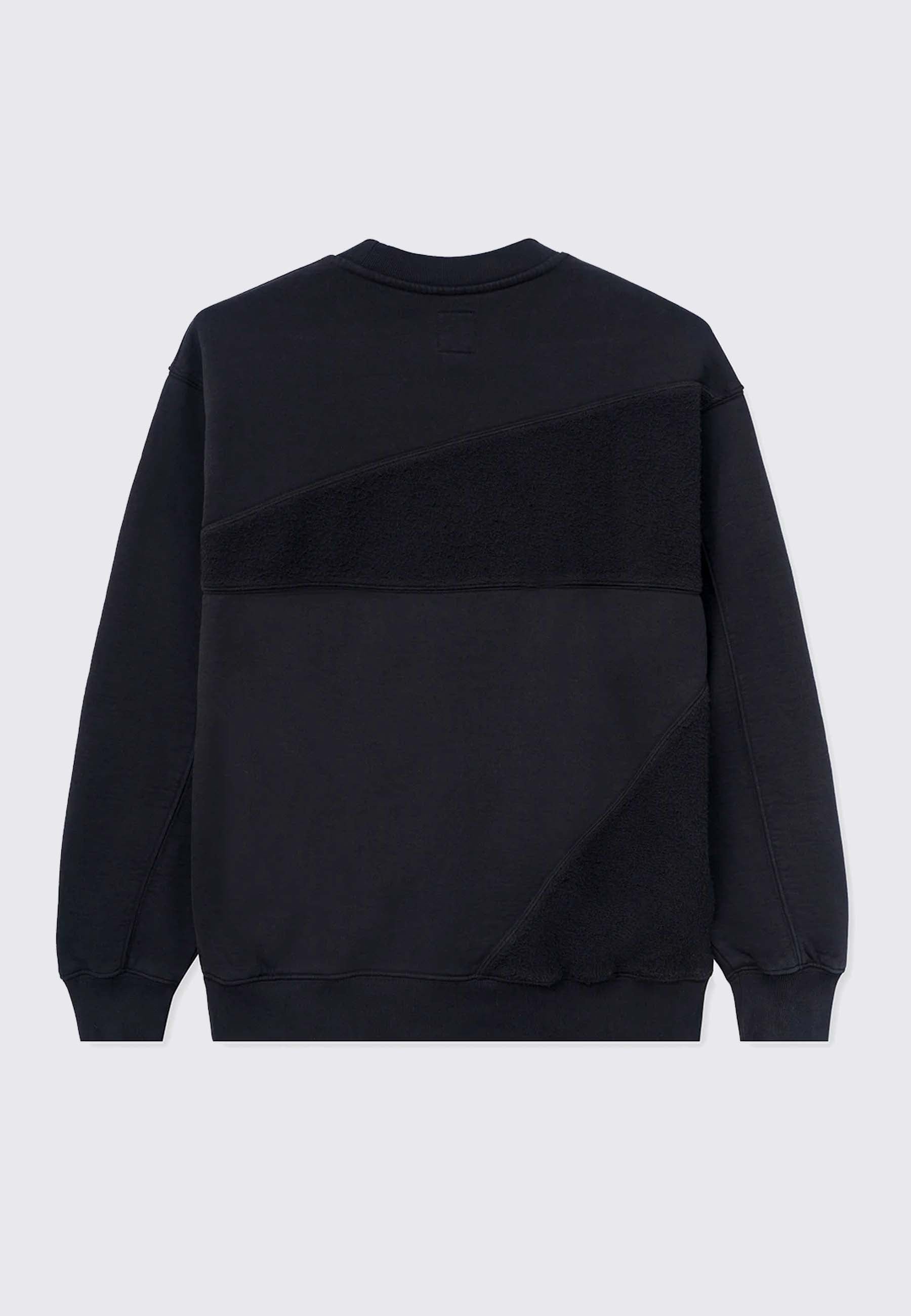 Sunflower Asymmetrical Panelled Crewneck - black