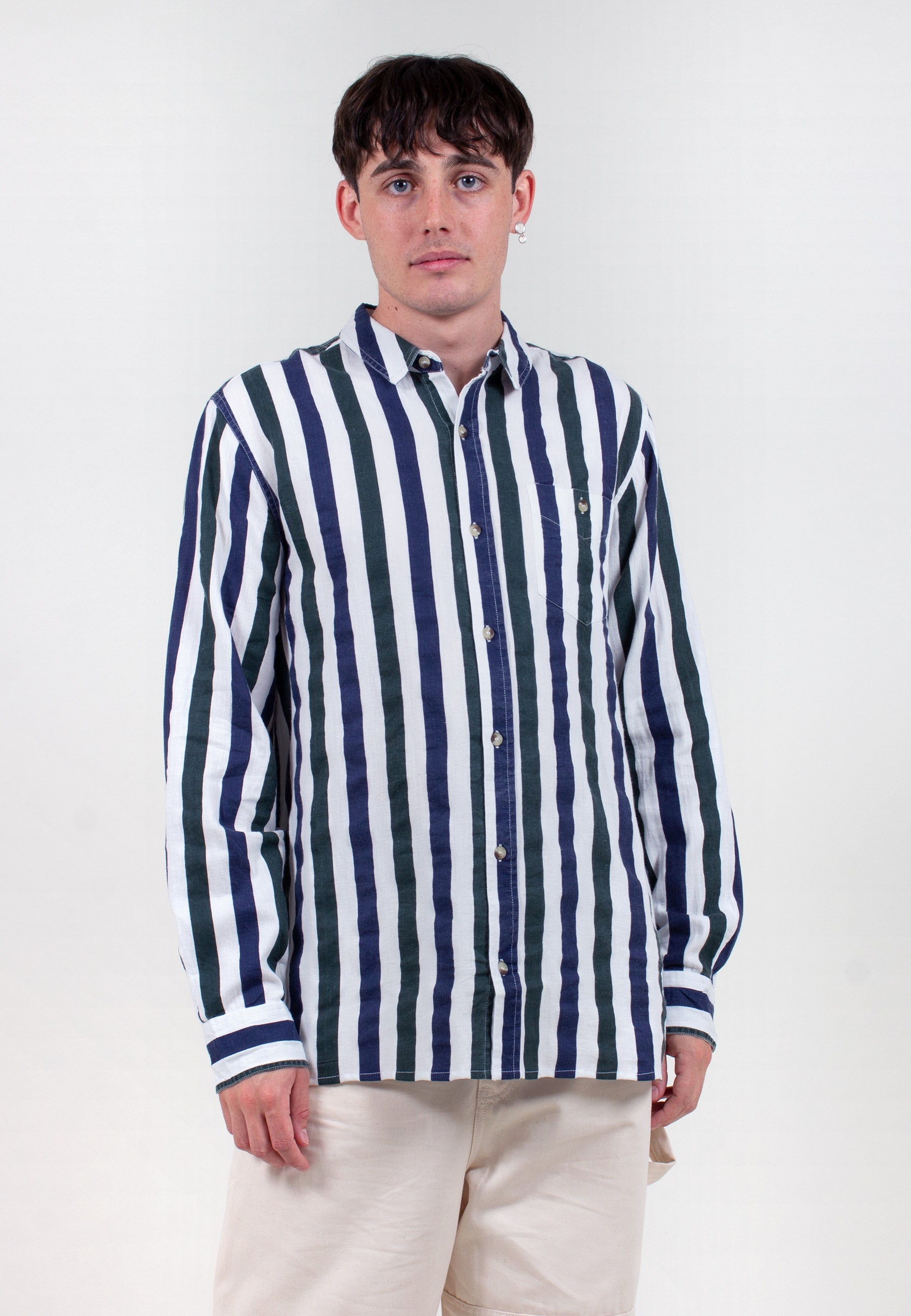 Men At Work Herringbone Shirt - natural stripe