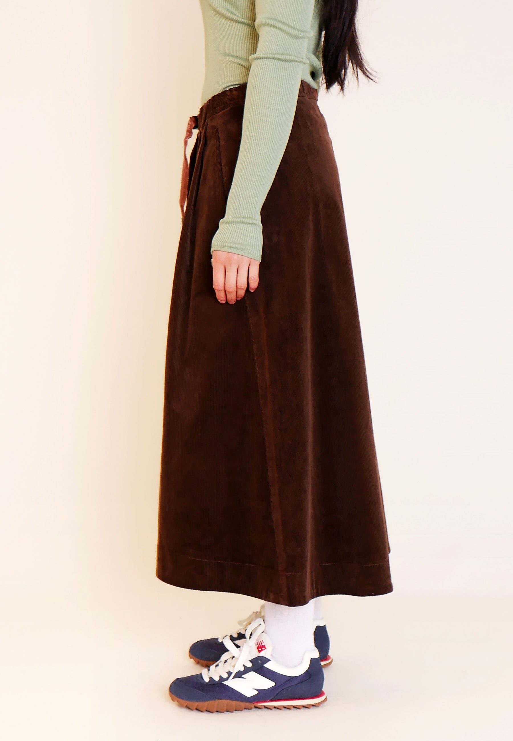 Corduroy Talecut Skirt - Dark Brown