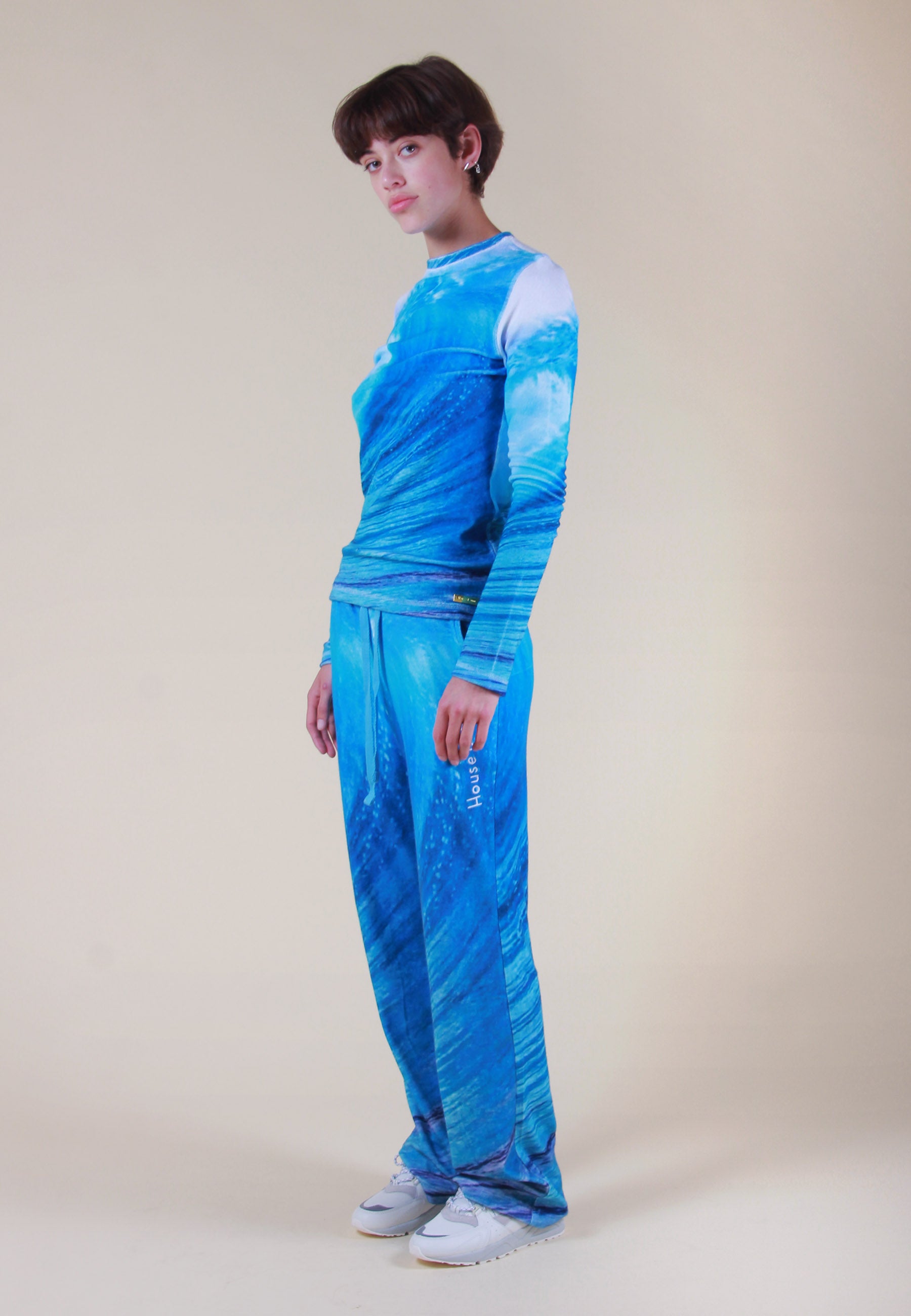 Wave Towelling Pants - wave print