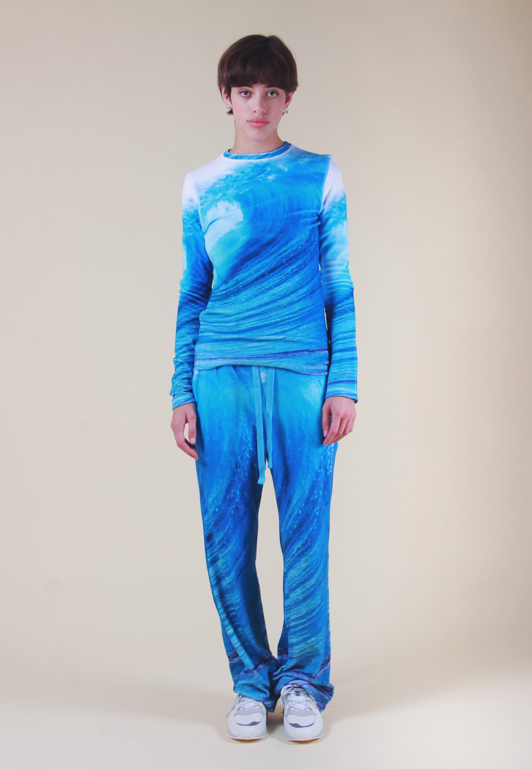 Wave Towelling Pants - wave print