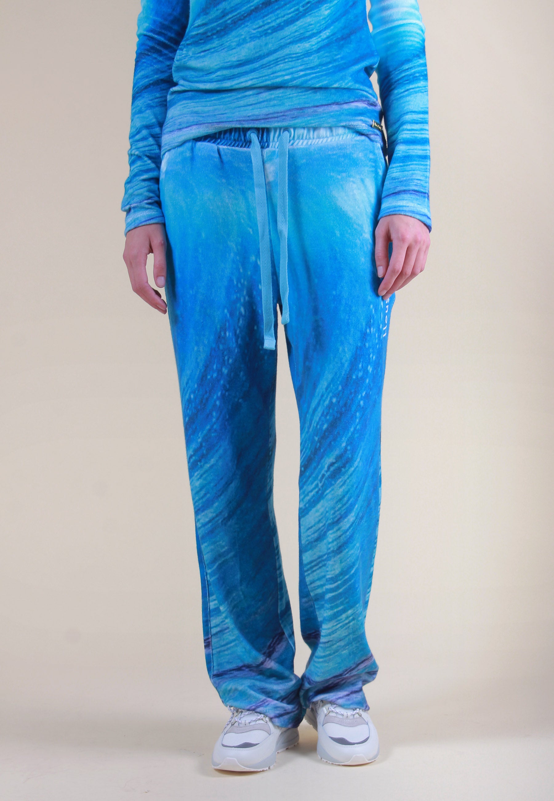 Wave Towelling Pants - wave print