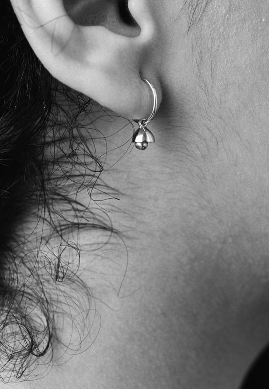 Micro Bell Endless Hoop Earrings -  gold