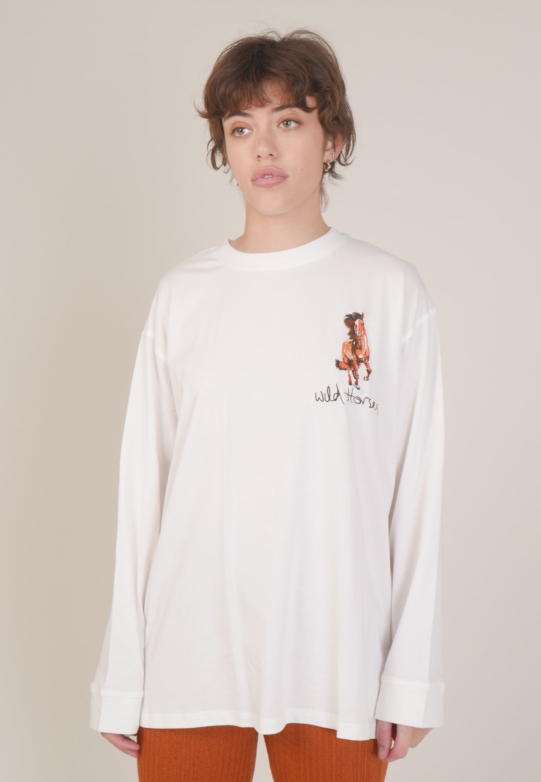 Wild Horses Skate Long Sleeve - pure white