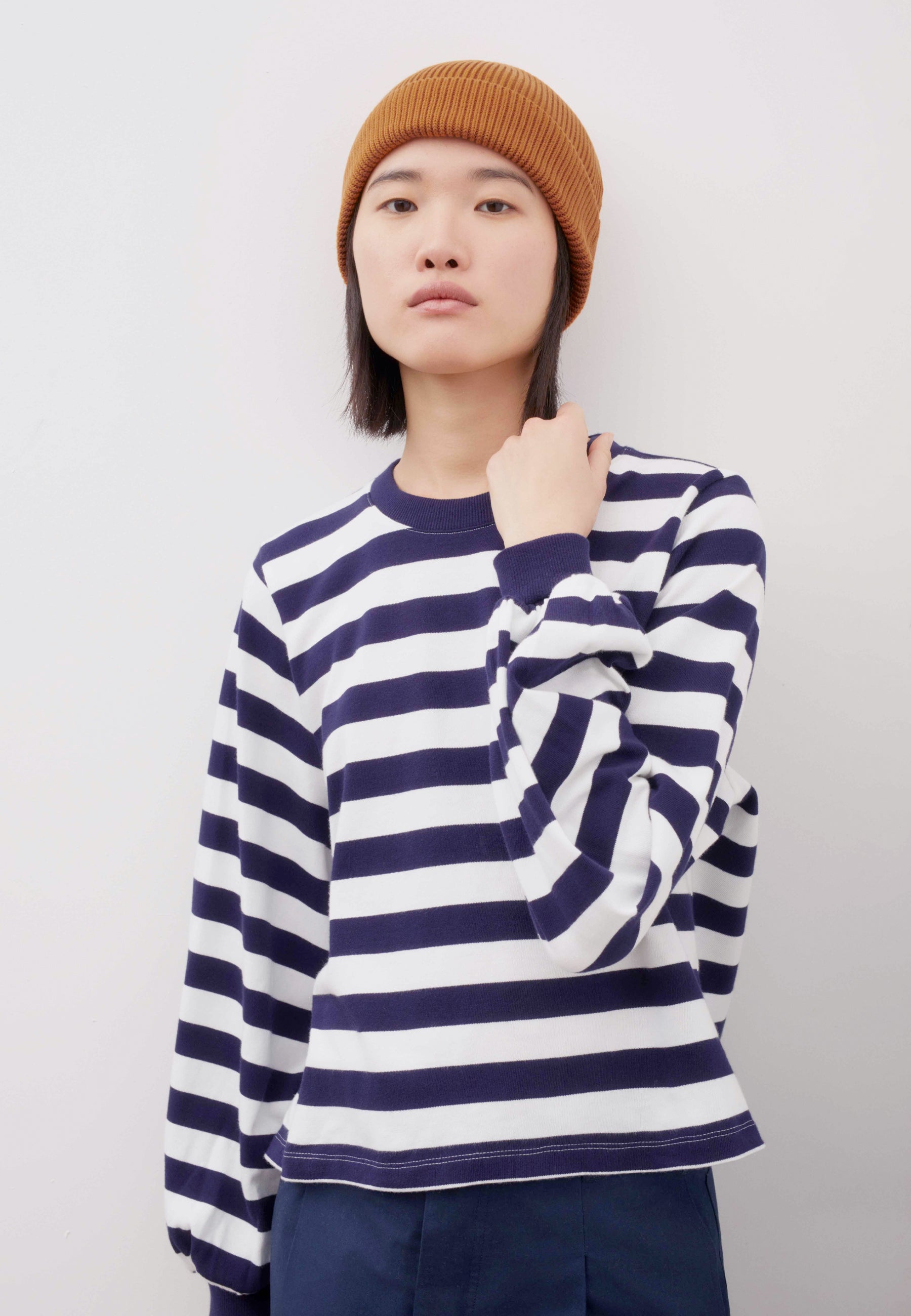 Building Block Gather Sleeve Top - stripe