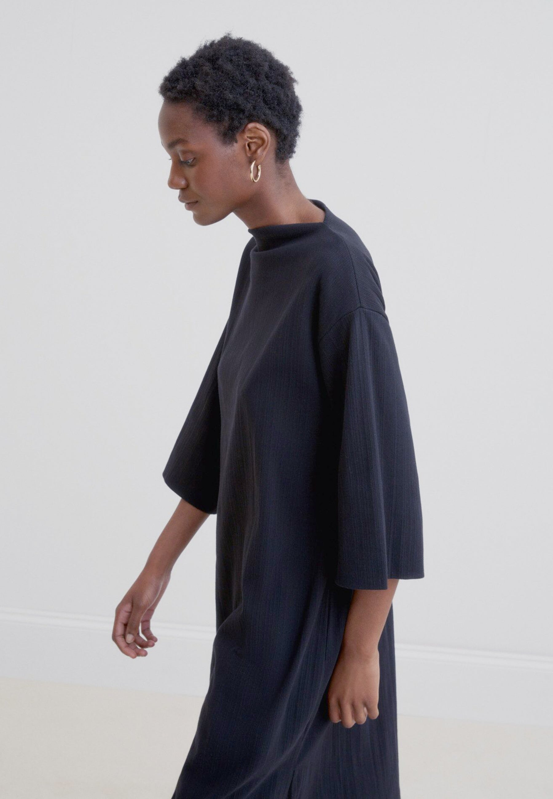 Building Block Funnel Neck Dress - black