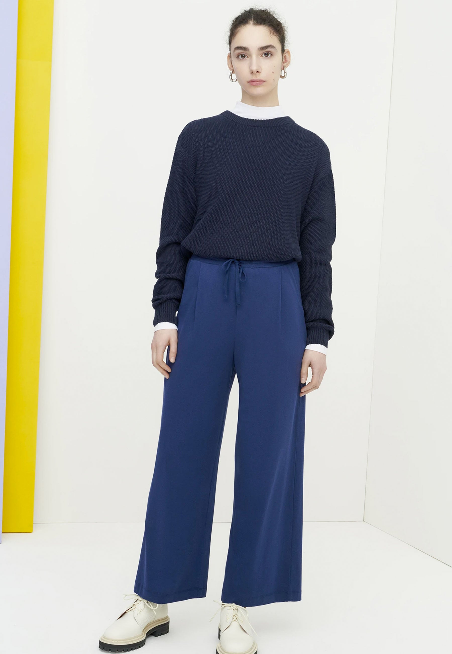 Building Block Wide Leg Pant - dark blue