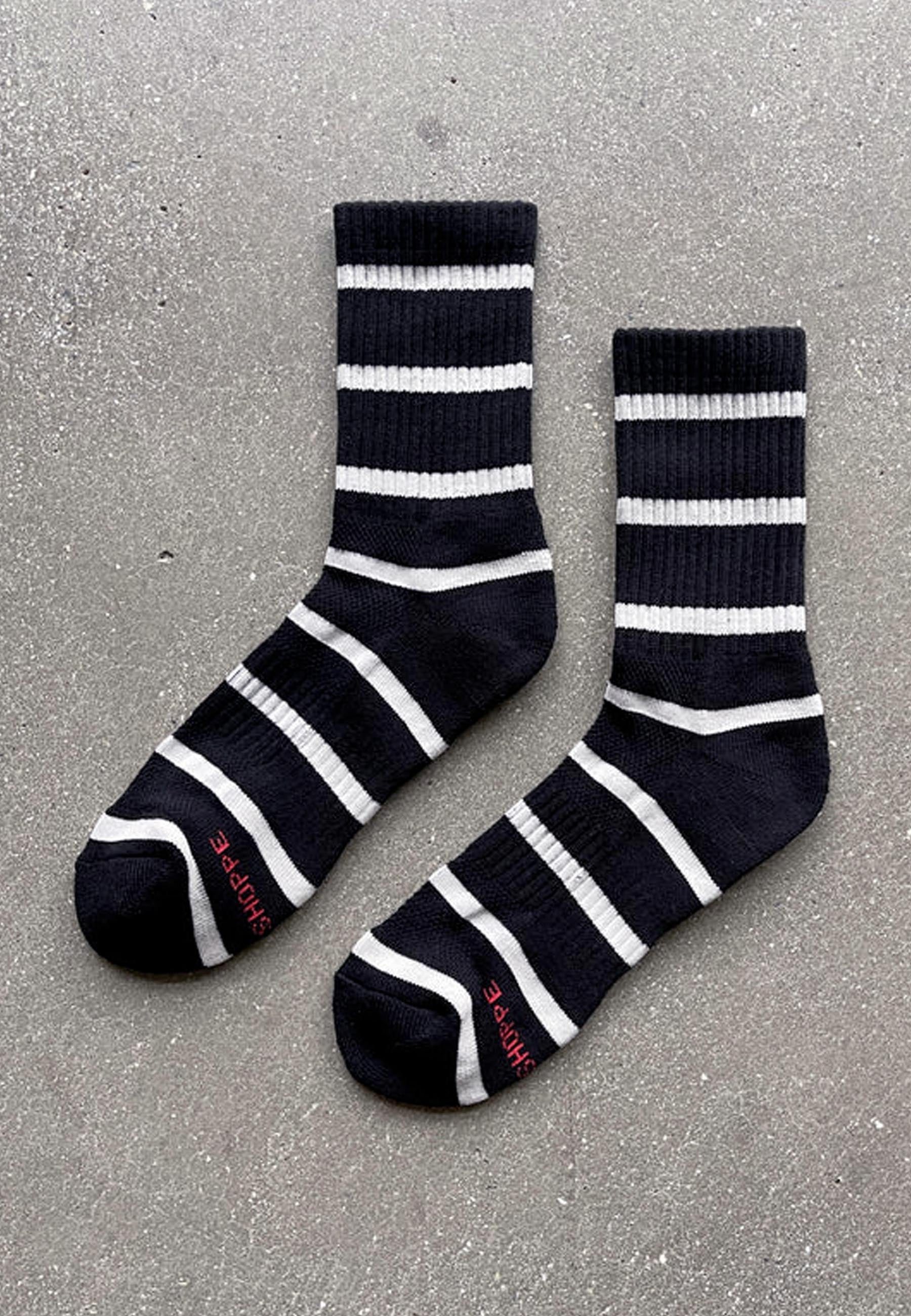 Striped Boyfriend Socks - Black Stripe