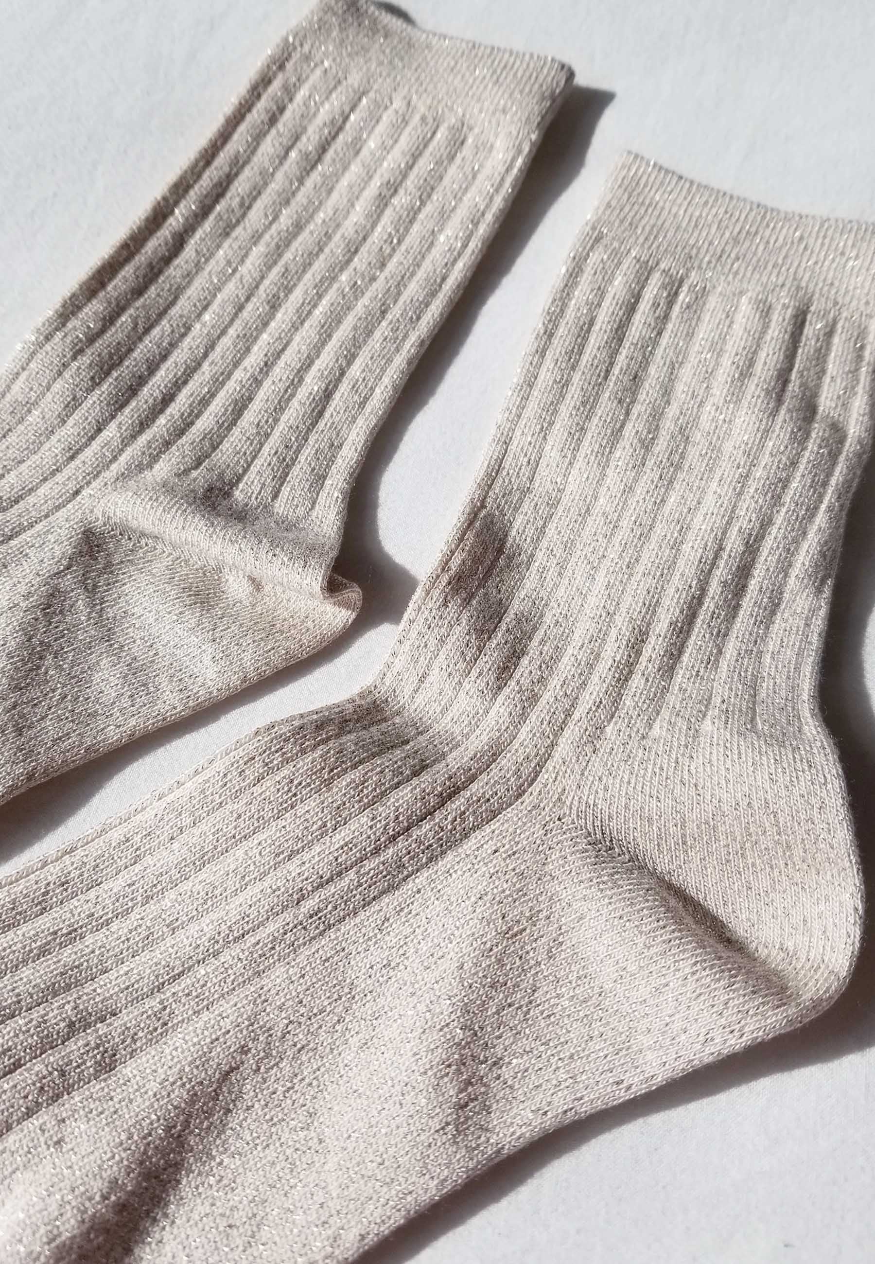 Her Socks Lurex - Ivory Gold Glitter