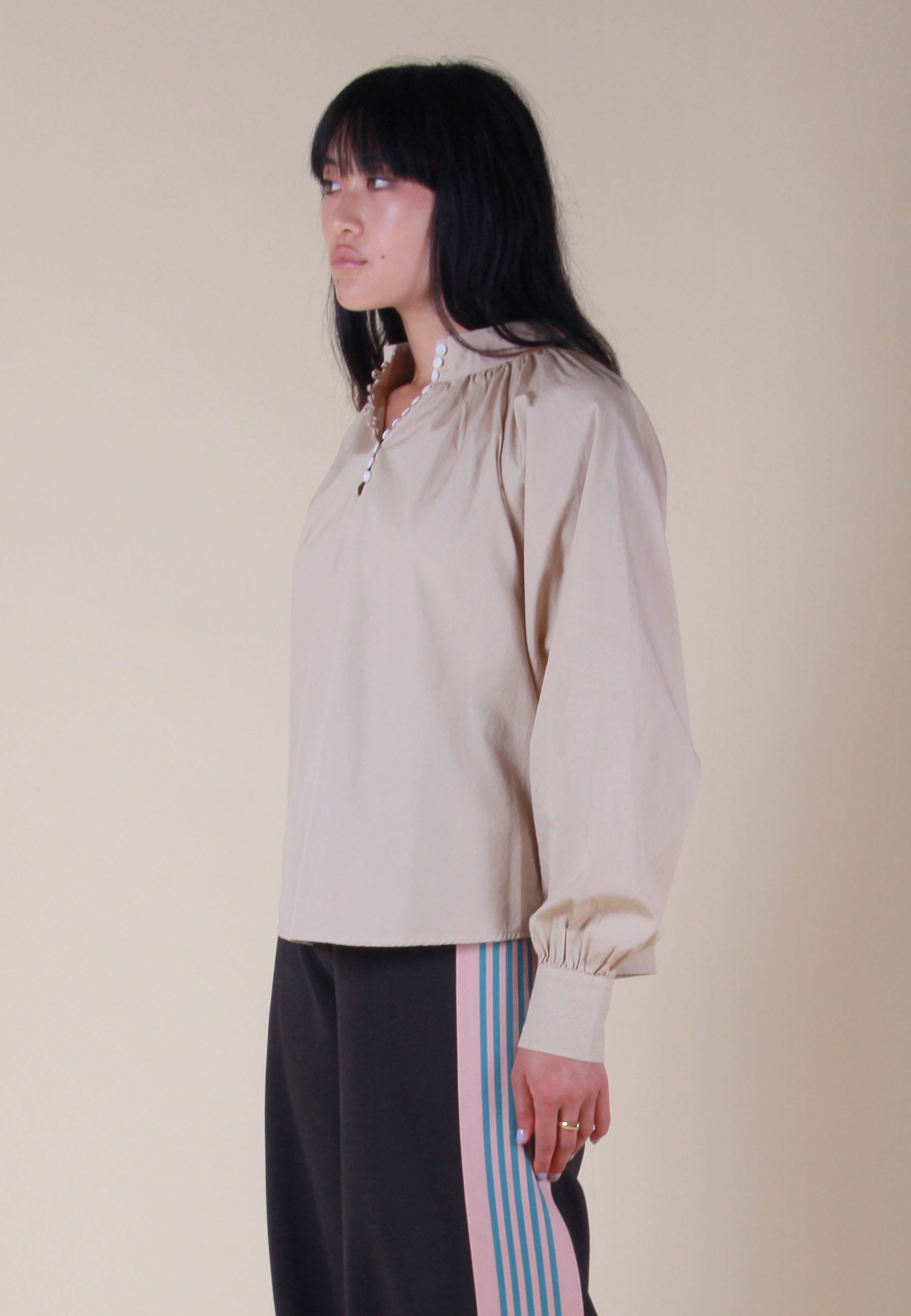 Gillian Mock Neck - safari