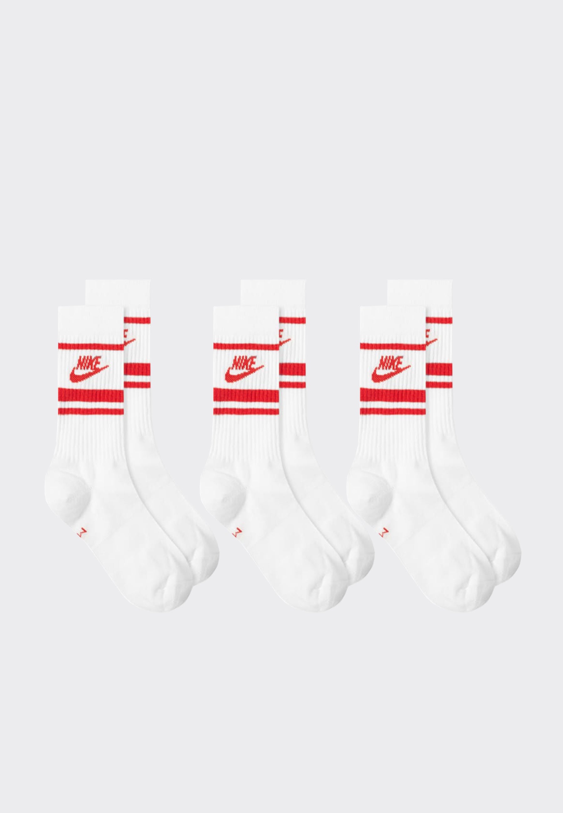 Crew Sportswear Essential Stripe Socks 3 Pack - white/red