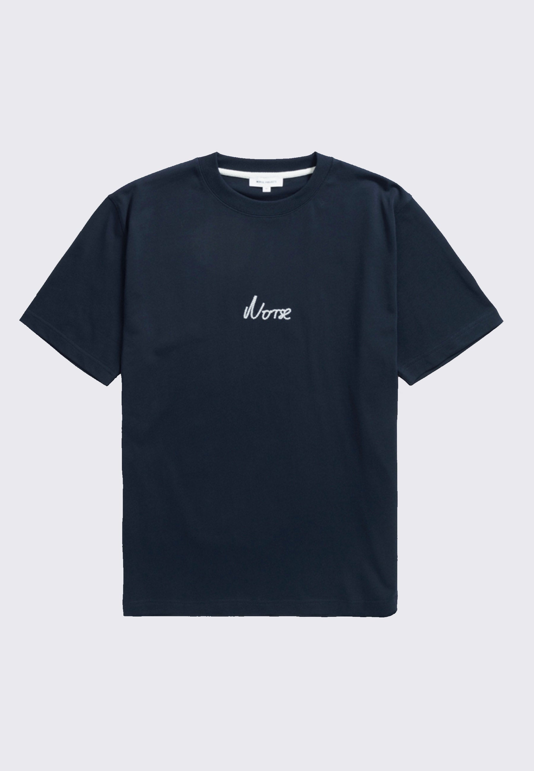 Johannes Organic Chain Stitch Logo T-Shirt - Dark Navy