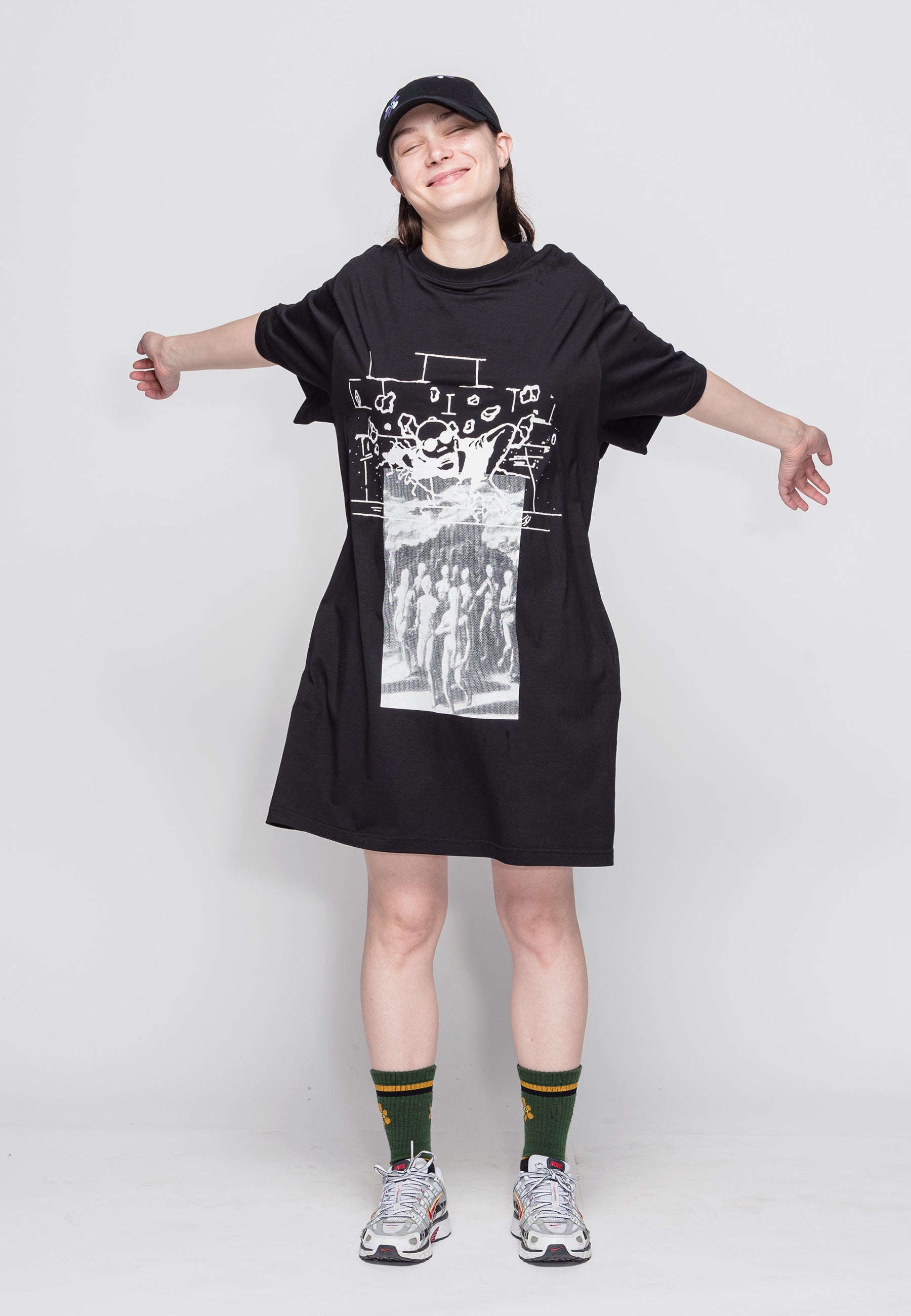 Peoples Rising Oversized T-Shirt Dress - black