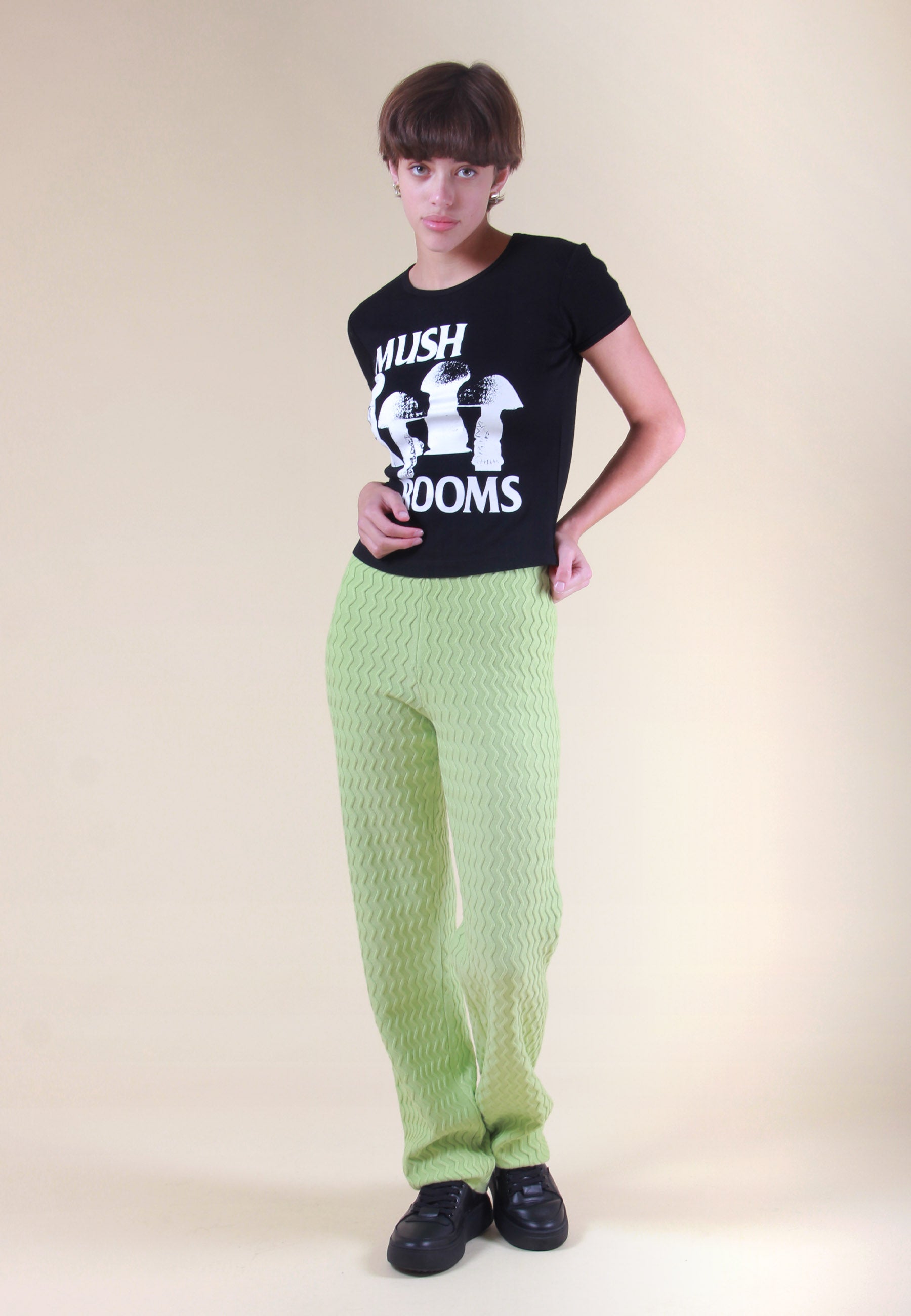 Sisi Mush Rooms Ribbed T-Shirt - black