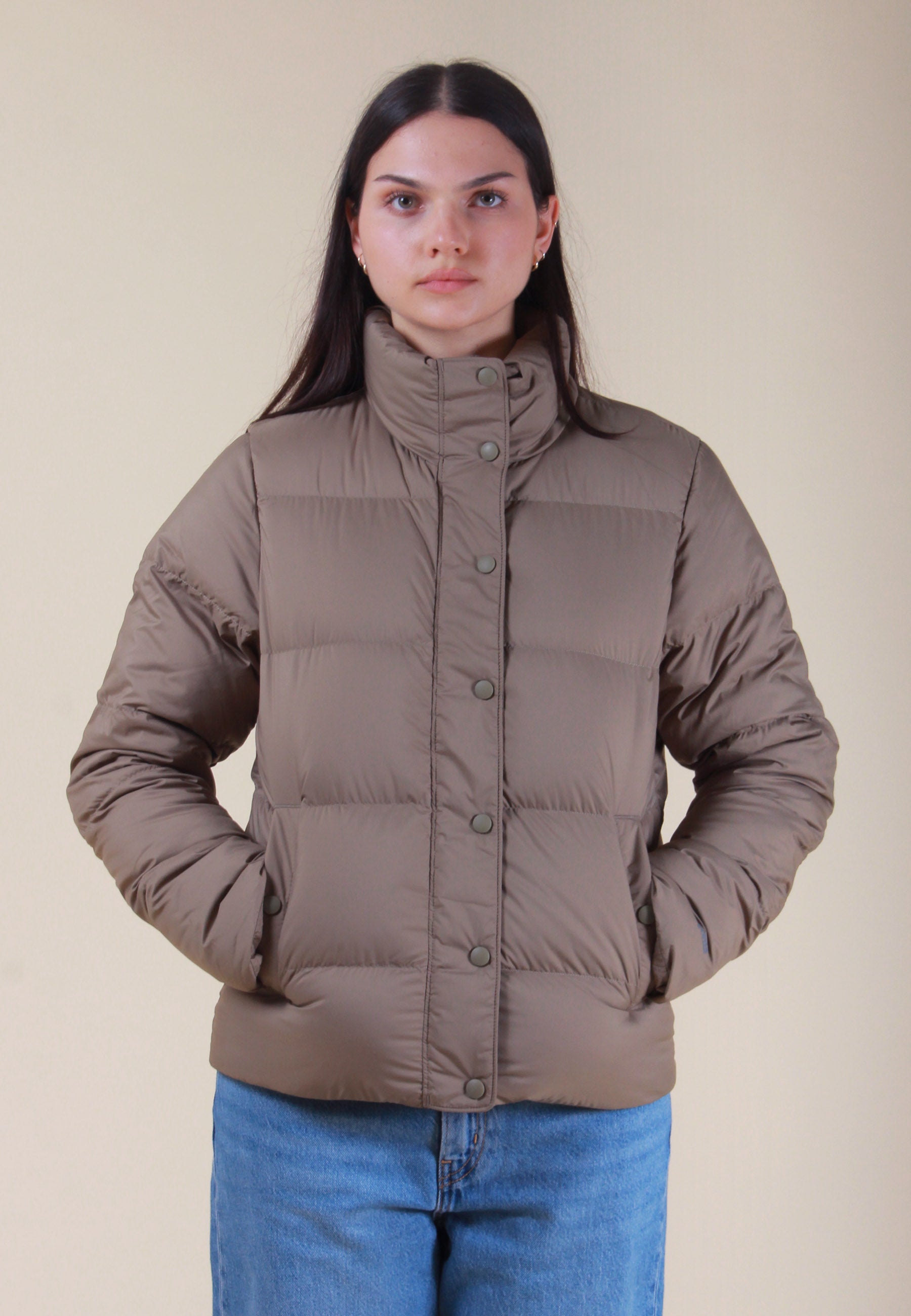 Womens Silent Down Jacket - sage khaki
