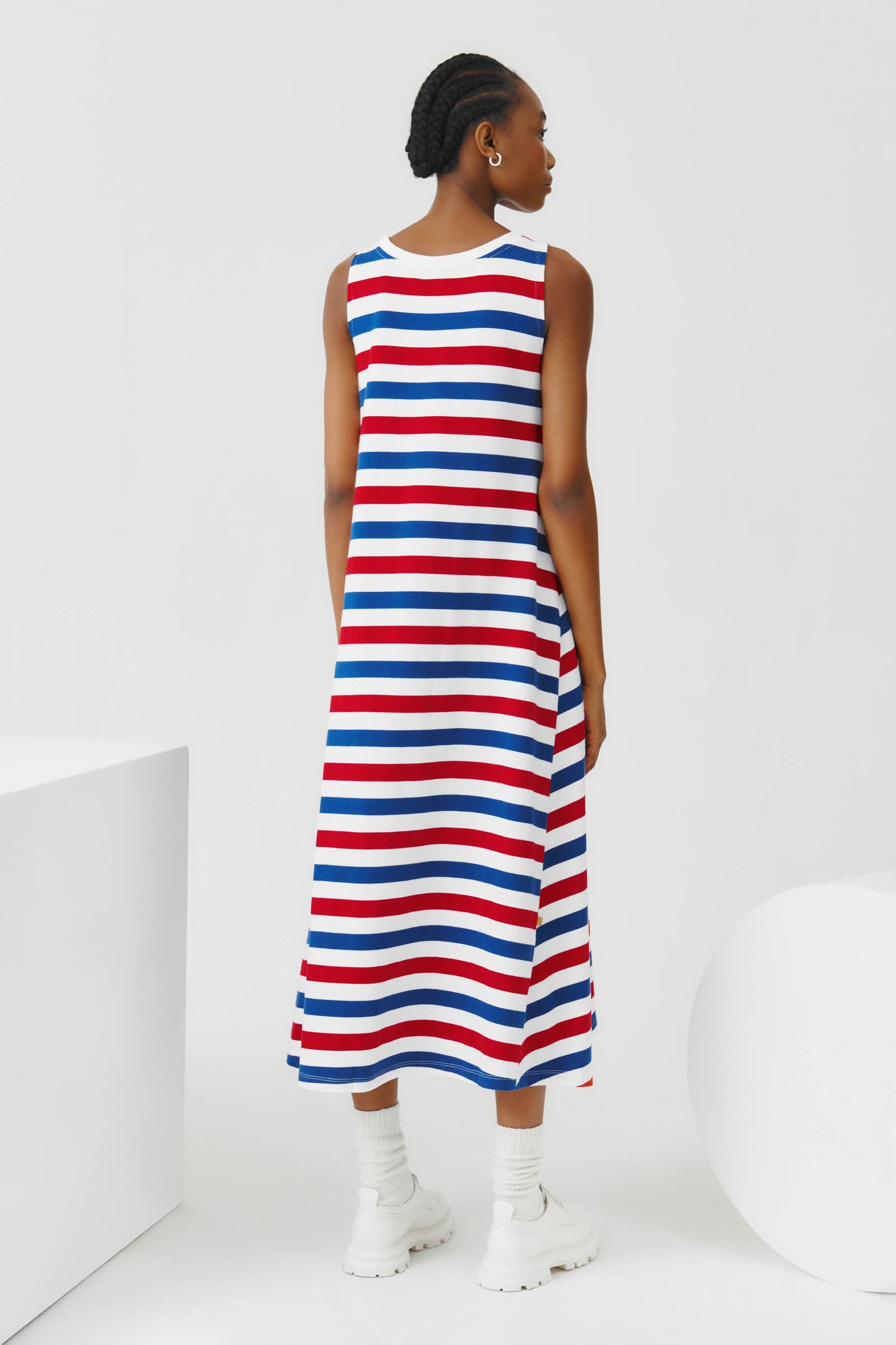 Rugby Tank Swing Dress - red blue stripe