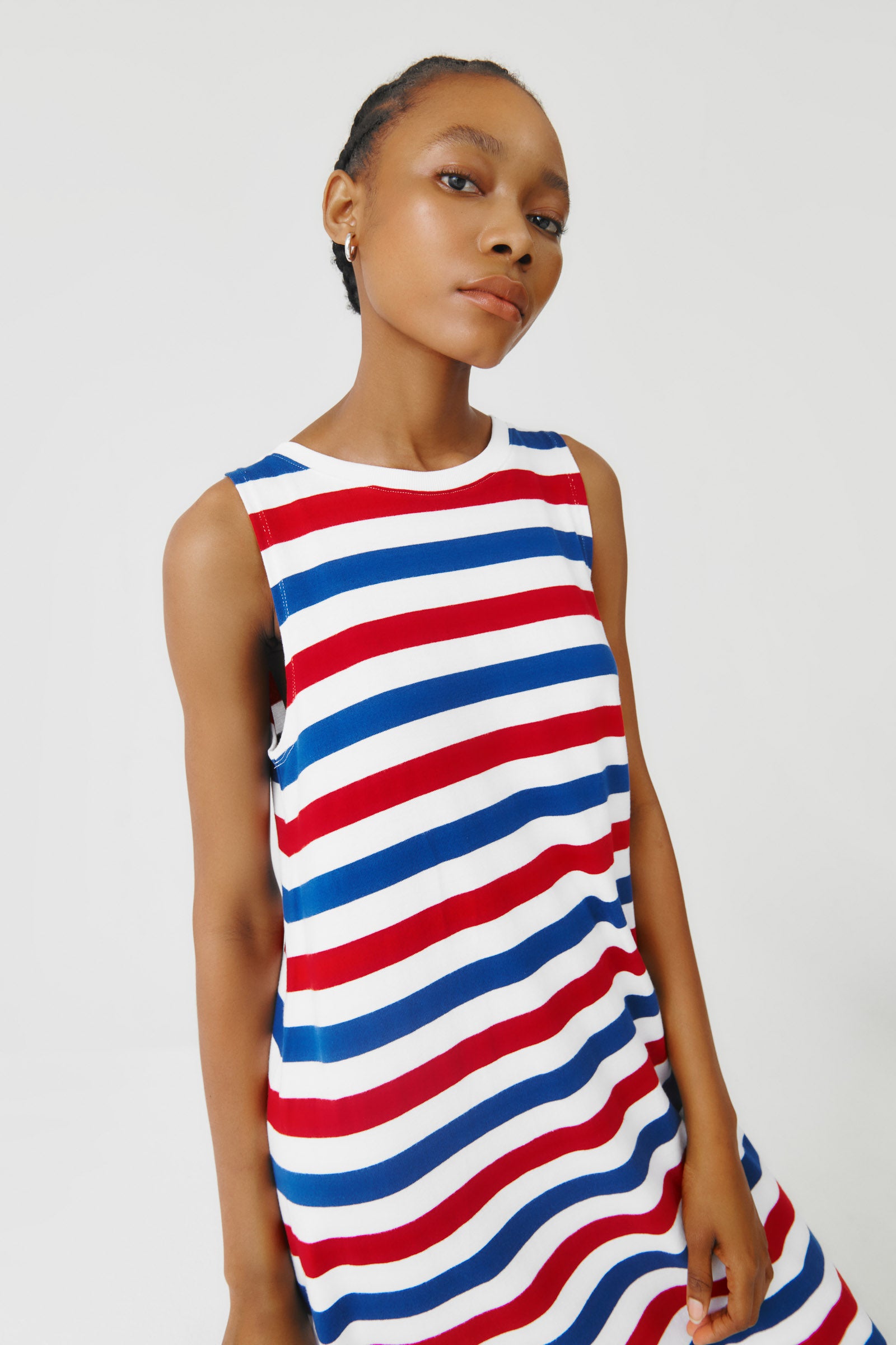 Rugby Tank Swing Dress - red blue stripe