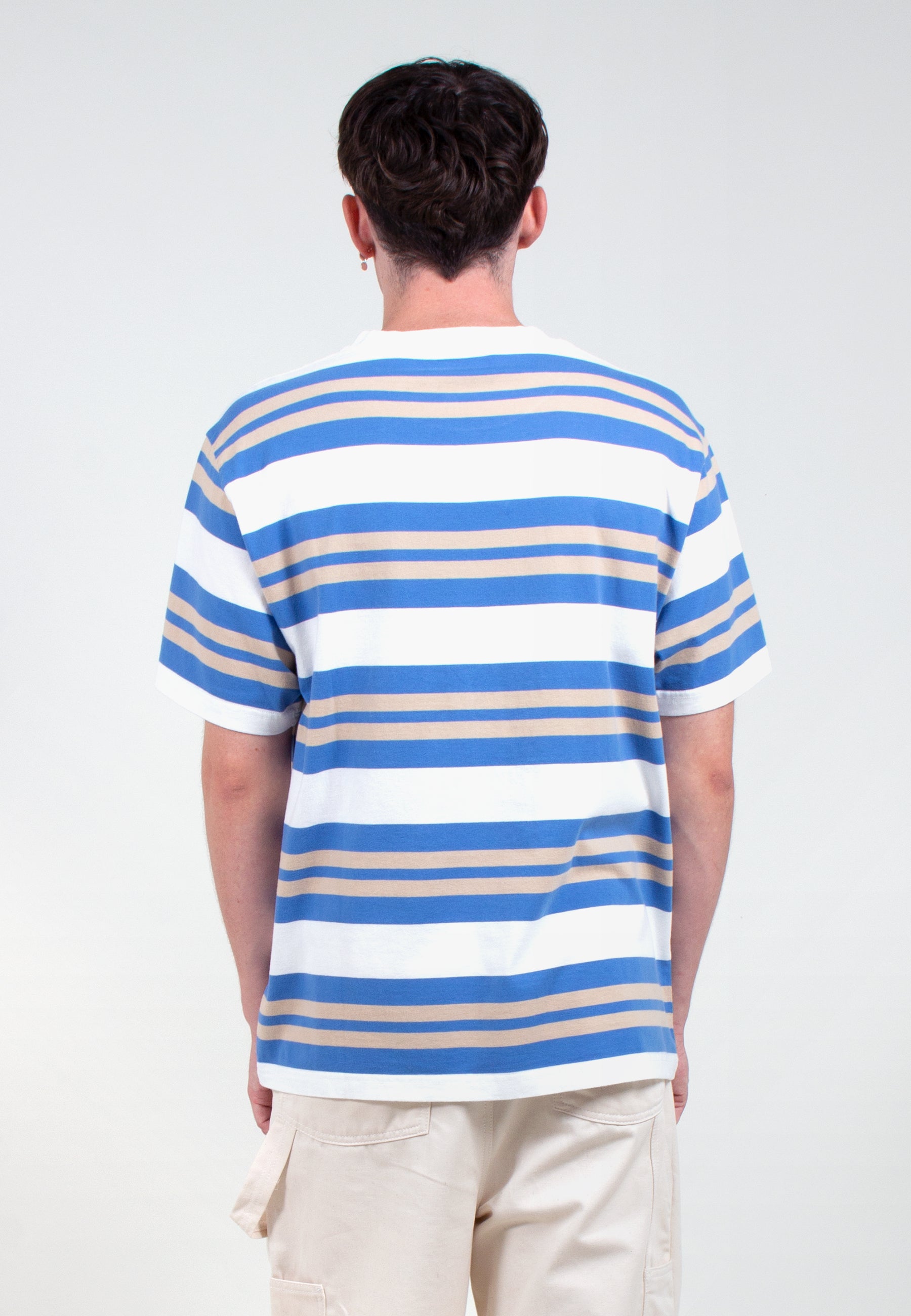 Yarn Dye Stripe Thick T-Shirt - clean blue