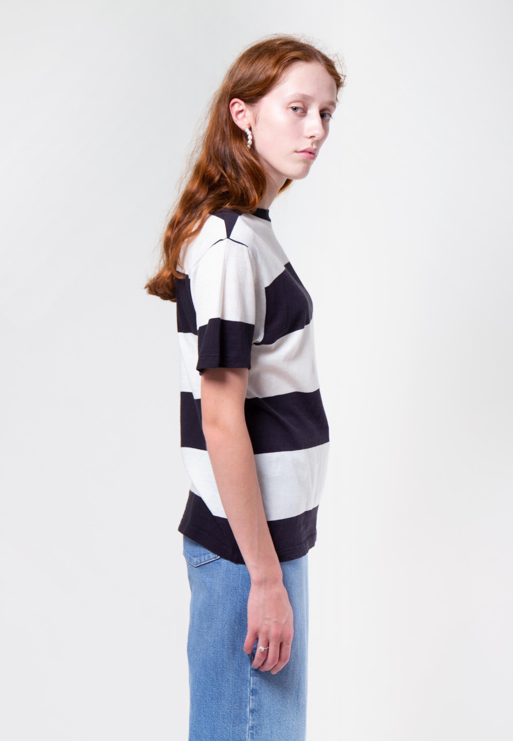 Tomboy Big Stripe T-Shirt - faded black