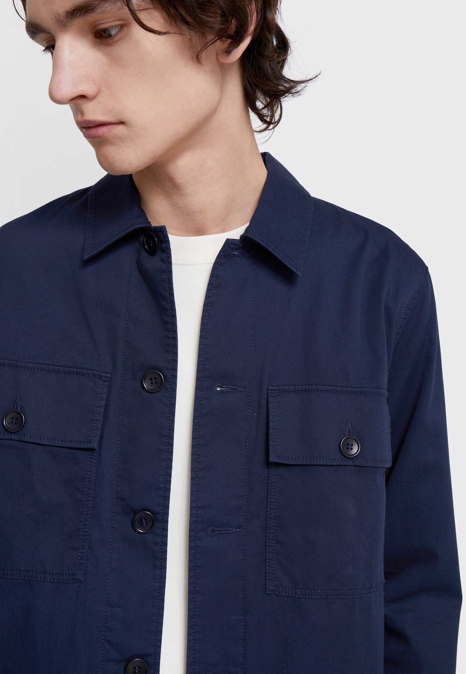 Fabian Twill Overshirt - navy