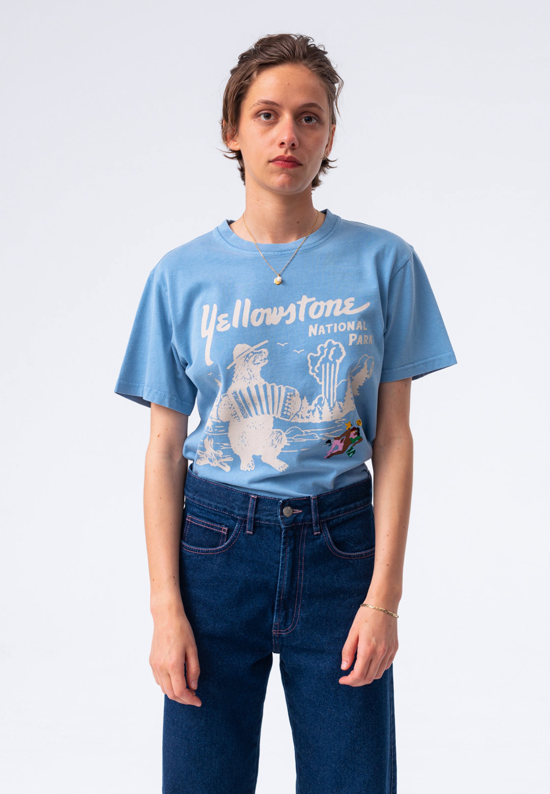 Yellowstone Bone T-Shirt - Washed Blue