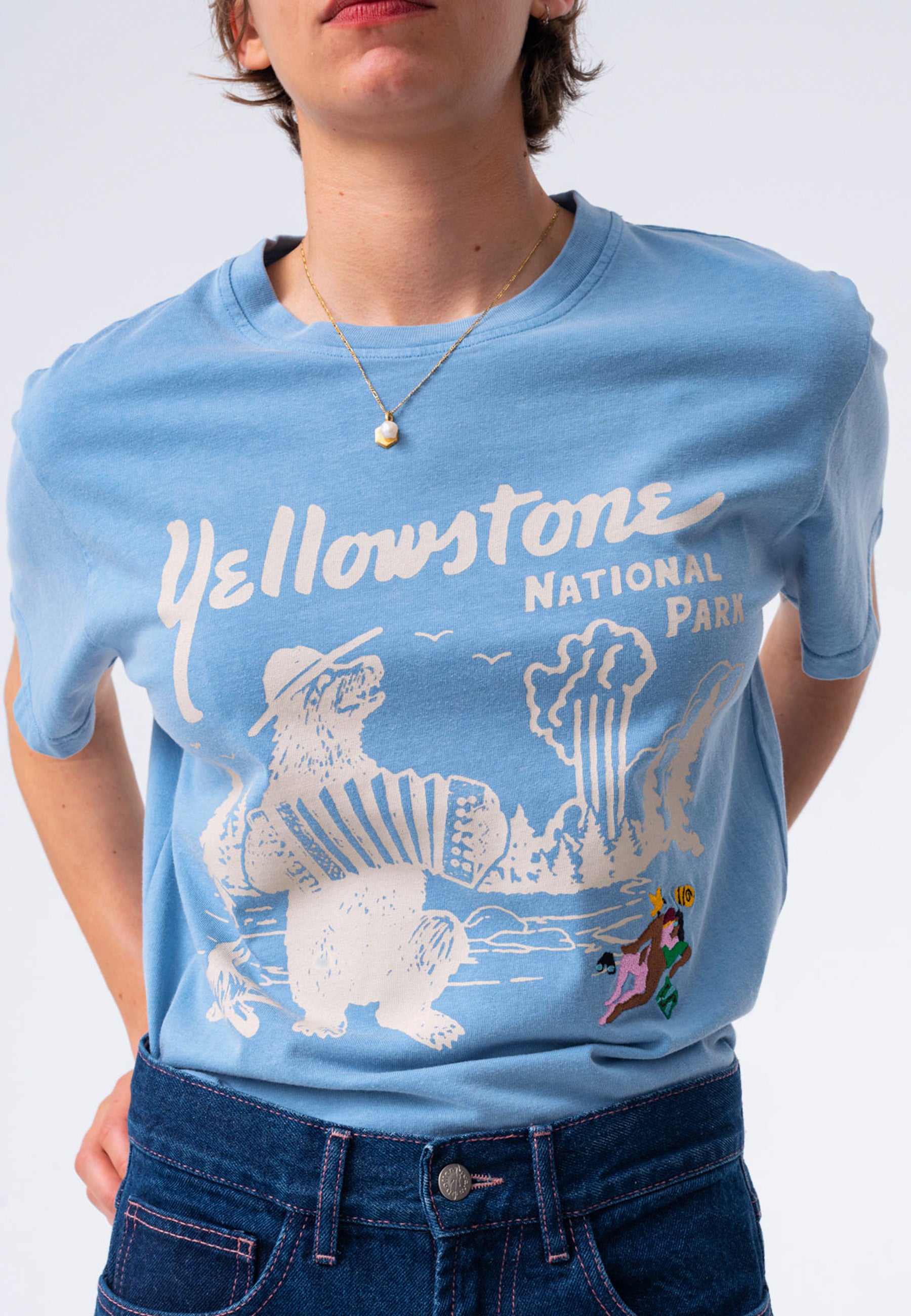 Yellowstone Bone T-Shirt - Washed Blue