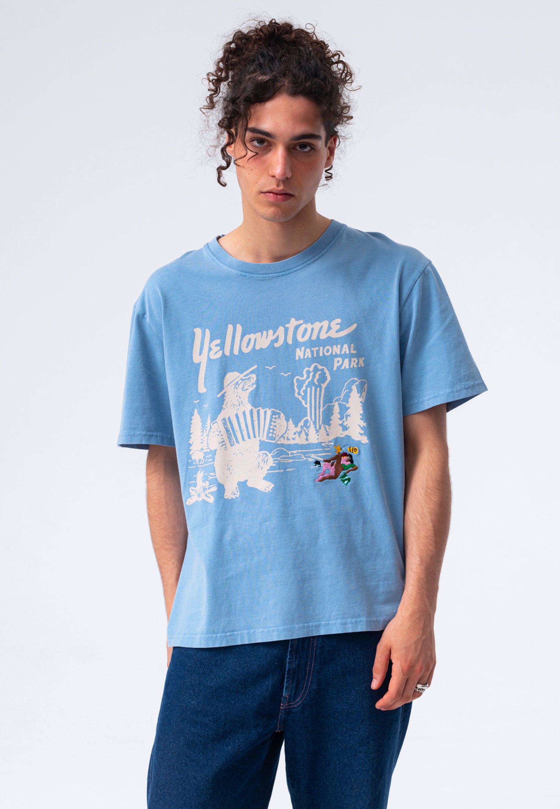 Yellowstone Bone T-Shirt - Washed Blue