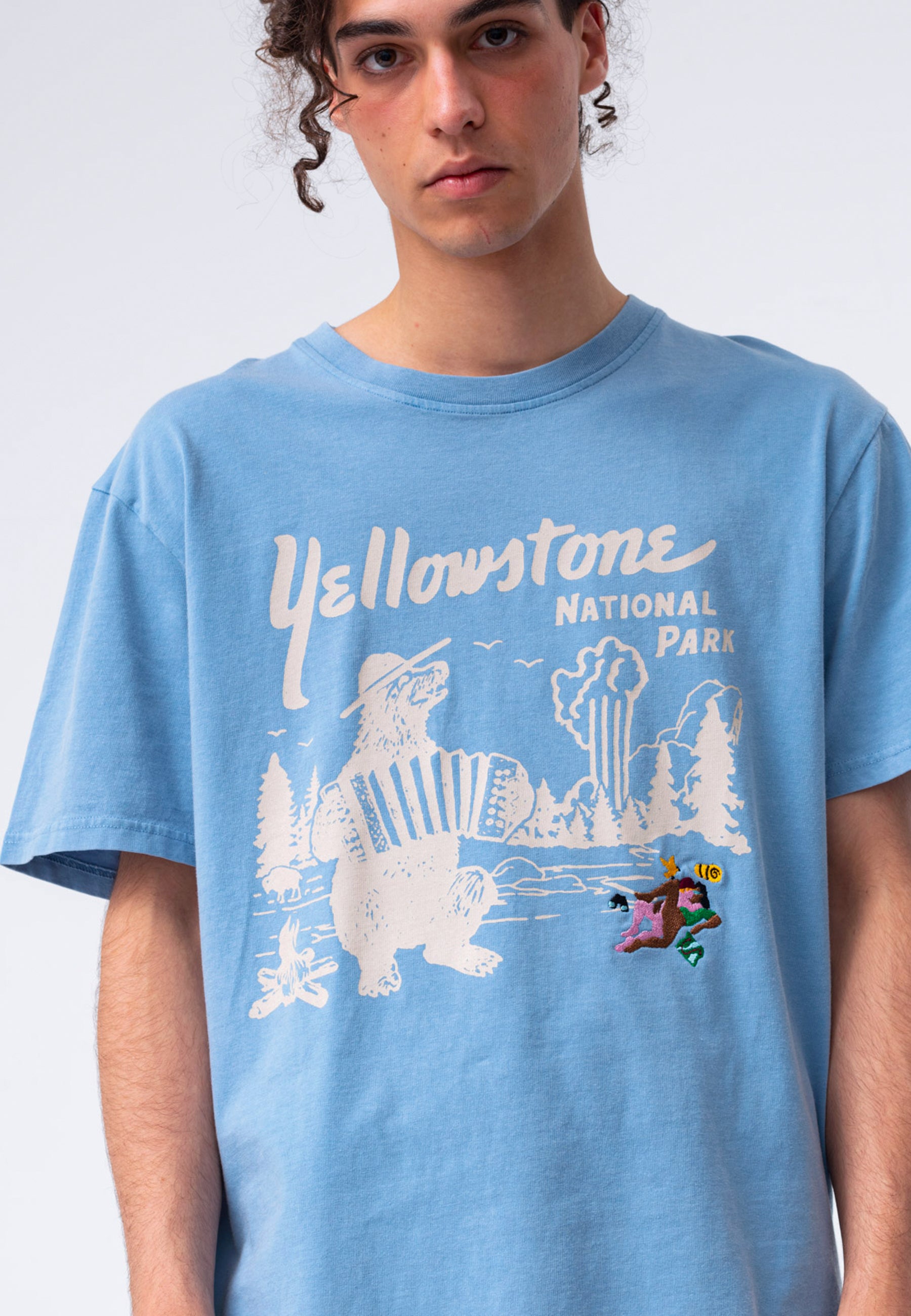 Yellowstone Bone T-Shirt - Washed Blue